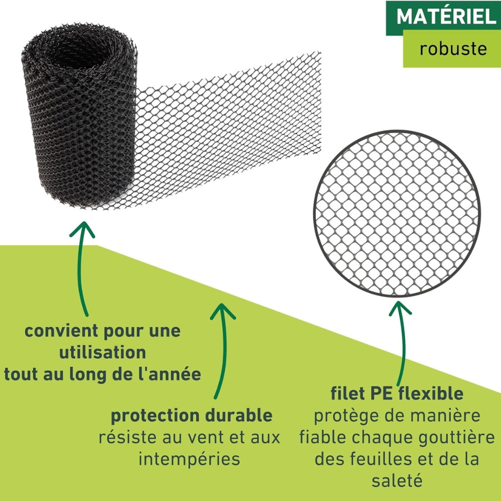 Grillage de Protection en Mailles Fines pour Gouttière 15cm x 6M