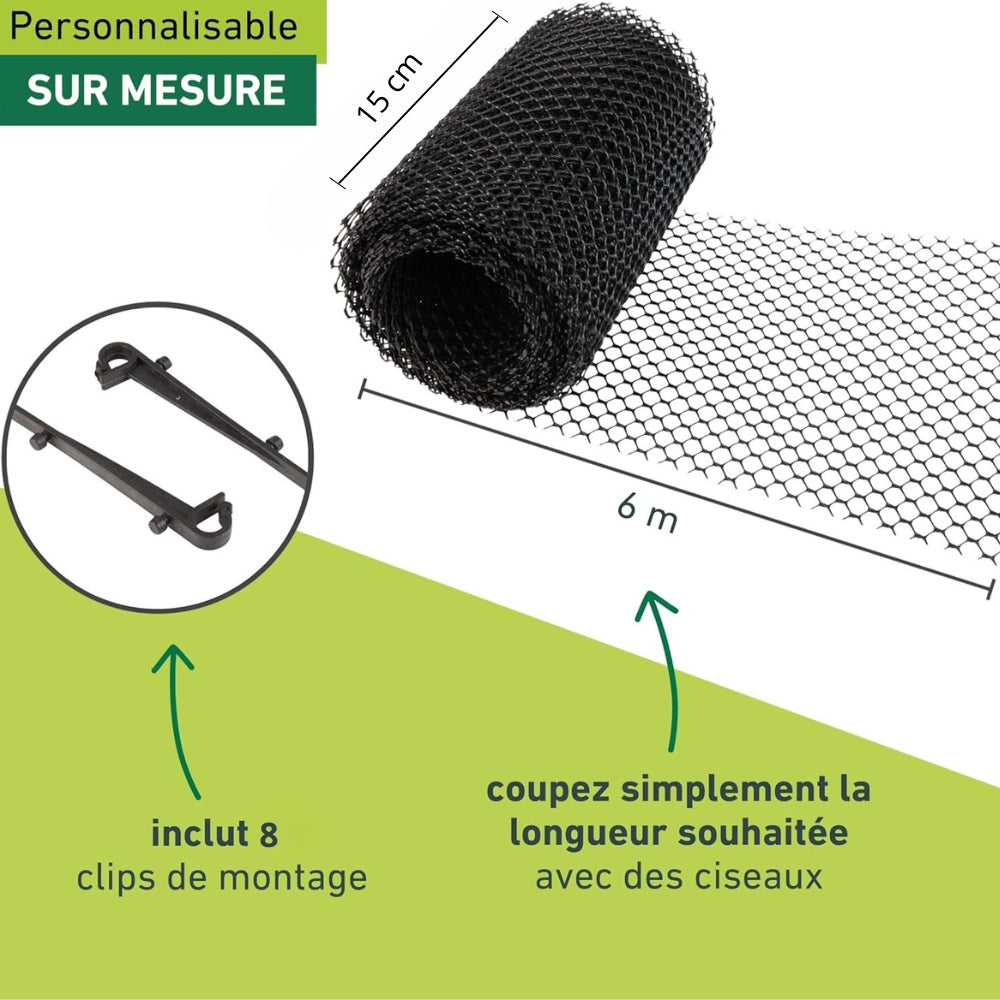 Lot de 2 grillages de Protection en Mailles Fines pour Gouttière 15cm x 6M