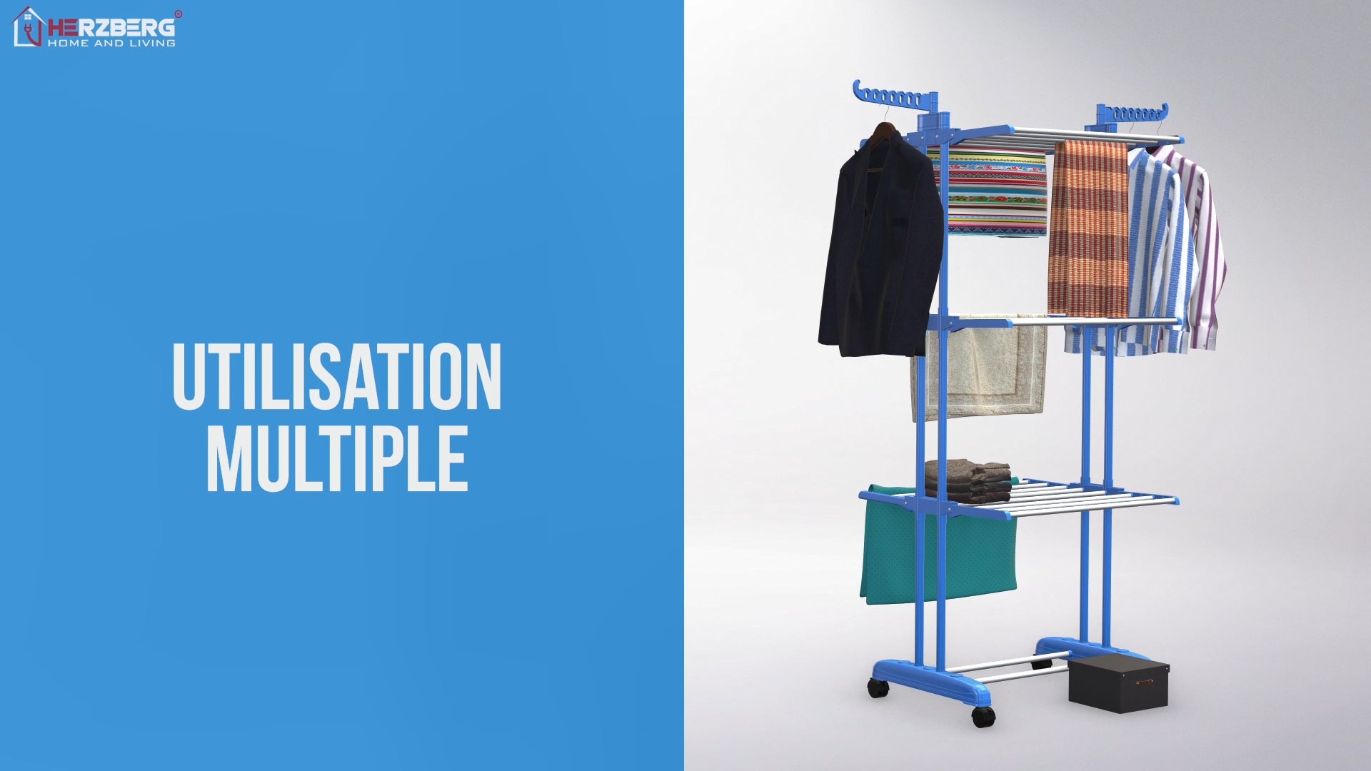 Séchoir multifonctions 20m d'étendage Bleu