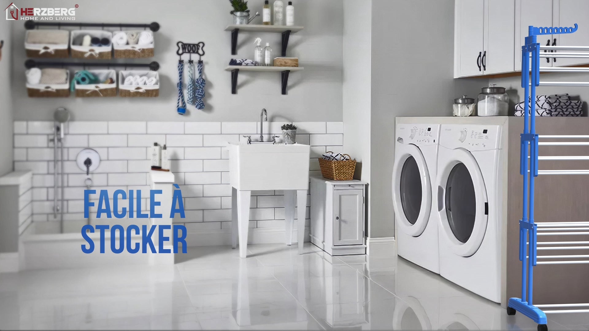 Séchoir multifonctions 20m d'étendage Bleu