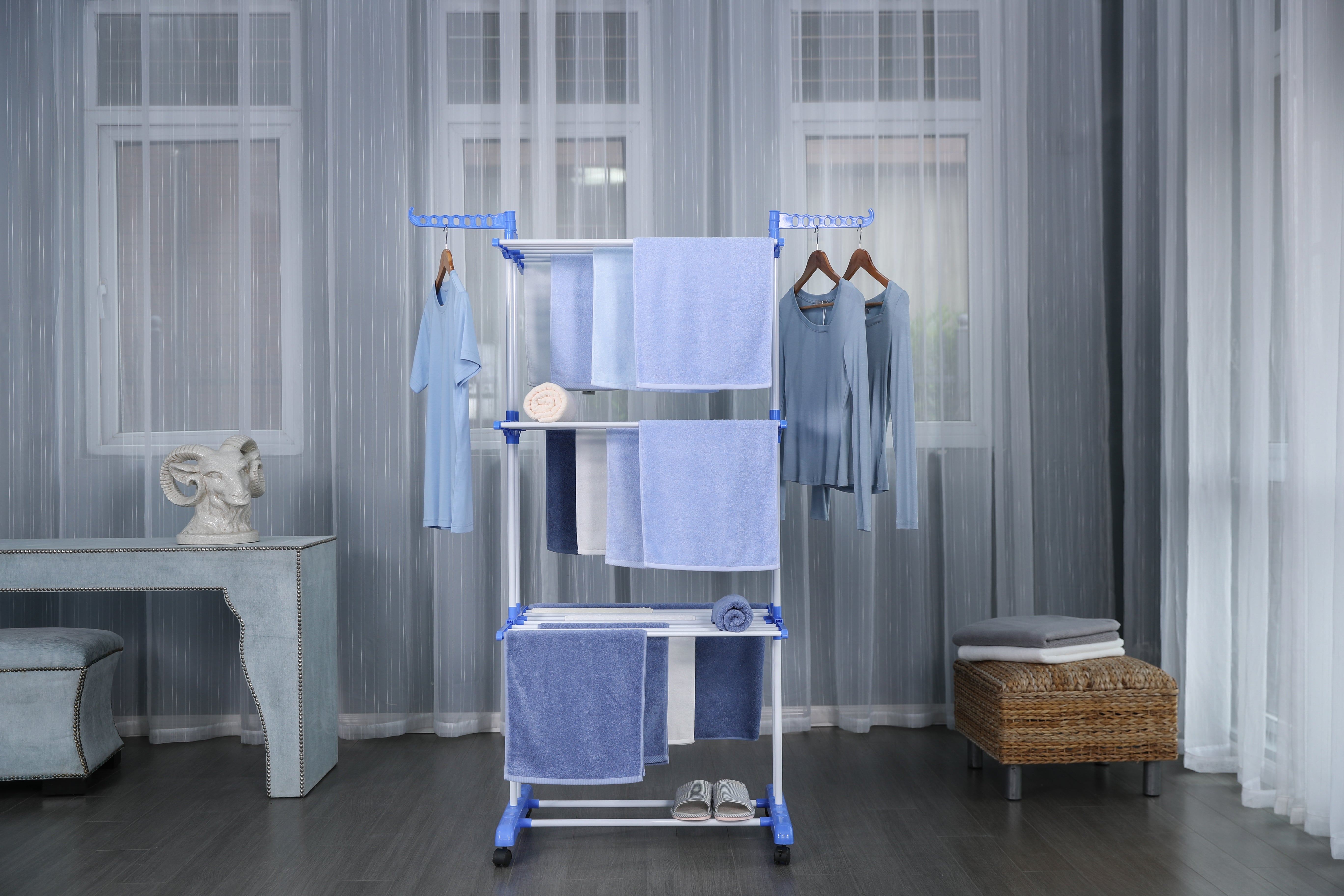 Séchoir multifonctions 20m d'étendage Bleu