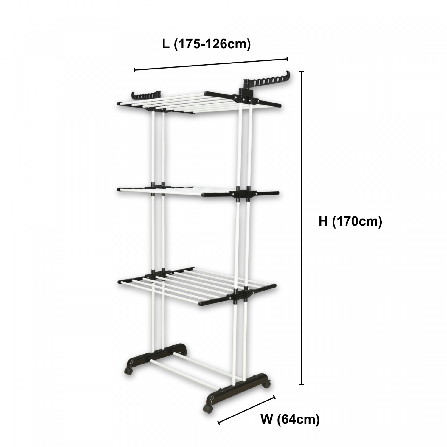Séchoir multifonctions 20m d'étendage Blanc et Noir