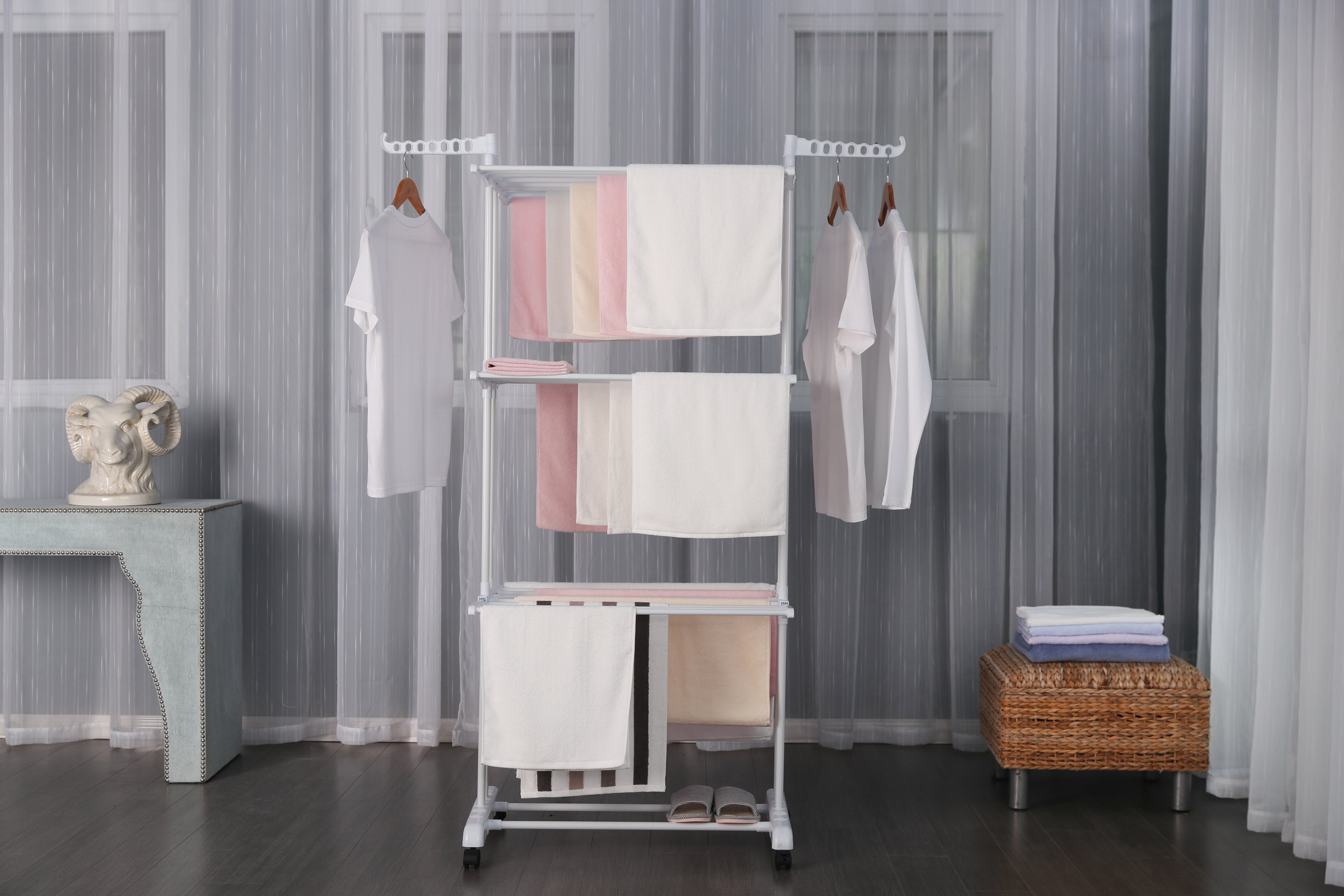 Séchoir multifonctions 20m d'étendage Blanc