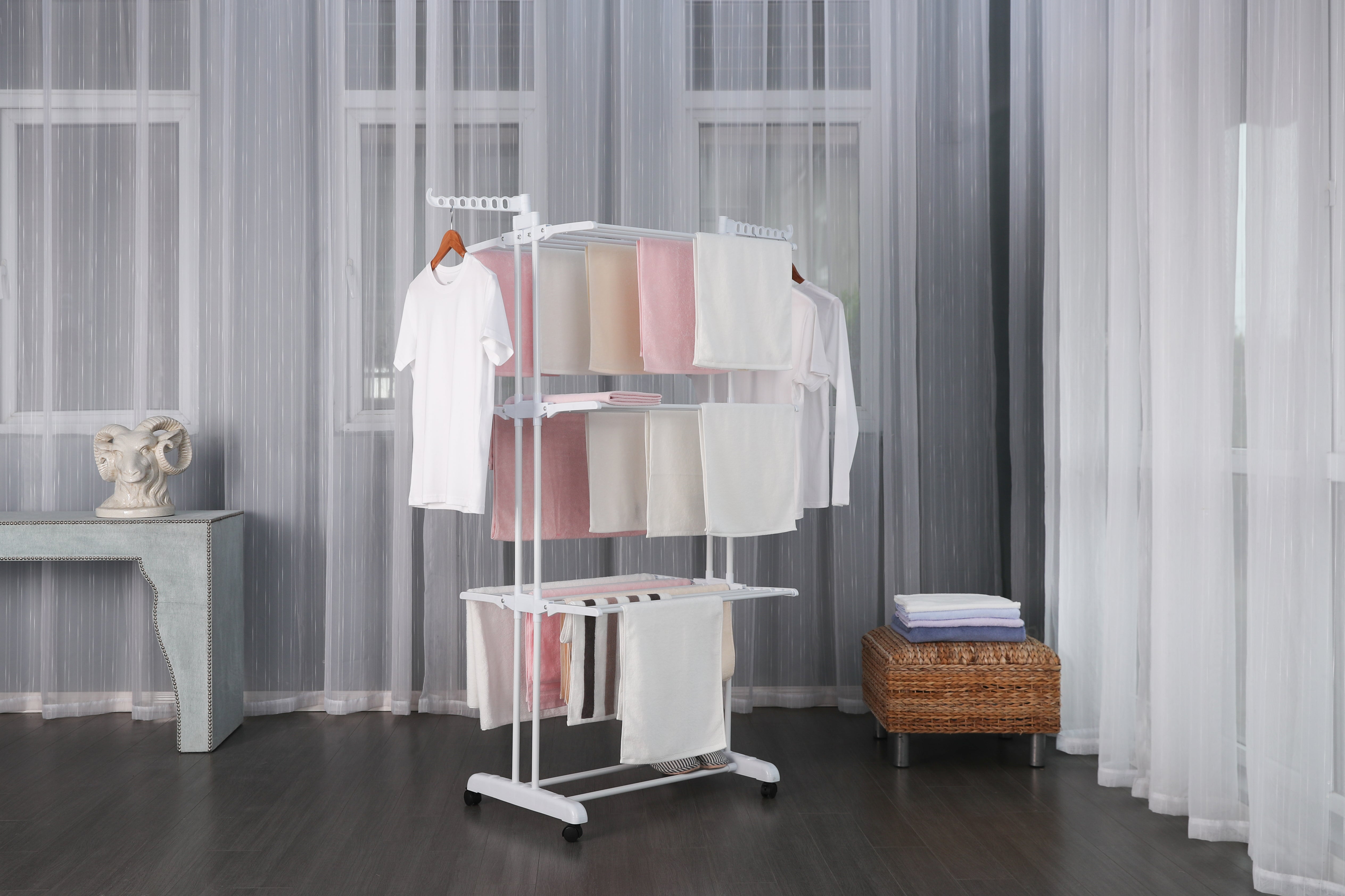 Séchoir multifonctions 20m d'étendage Blanc