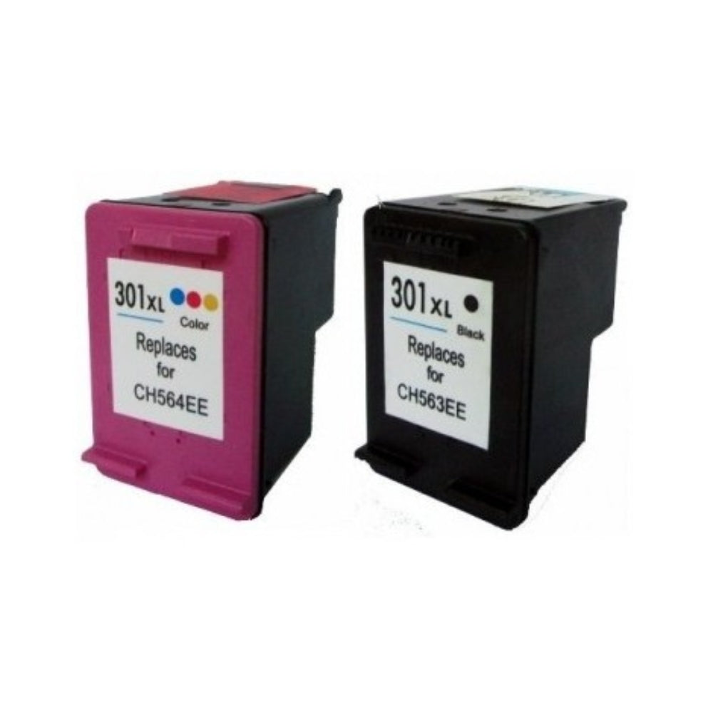 Pack de 2 Cartouches 301 XL Compatibles pour Imprimante HP 301 XL