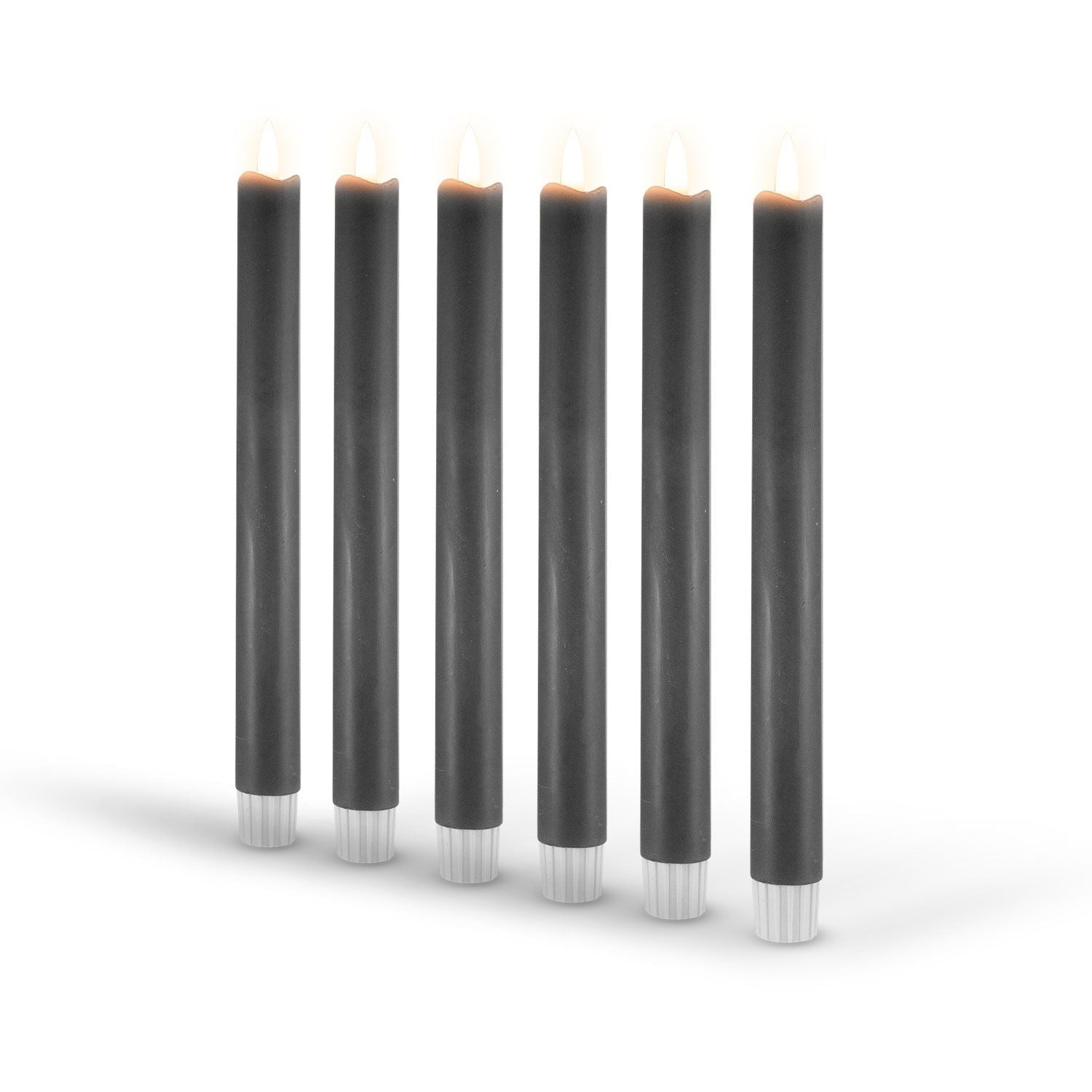 Lot de 6 bougies LED coniques - Grises