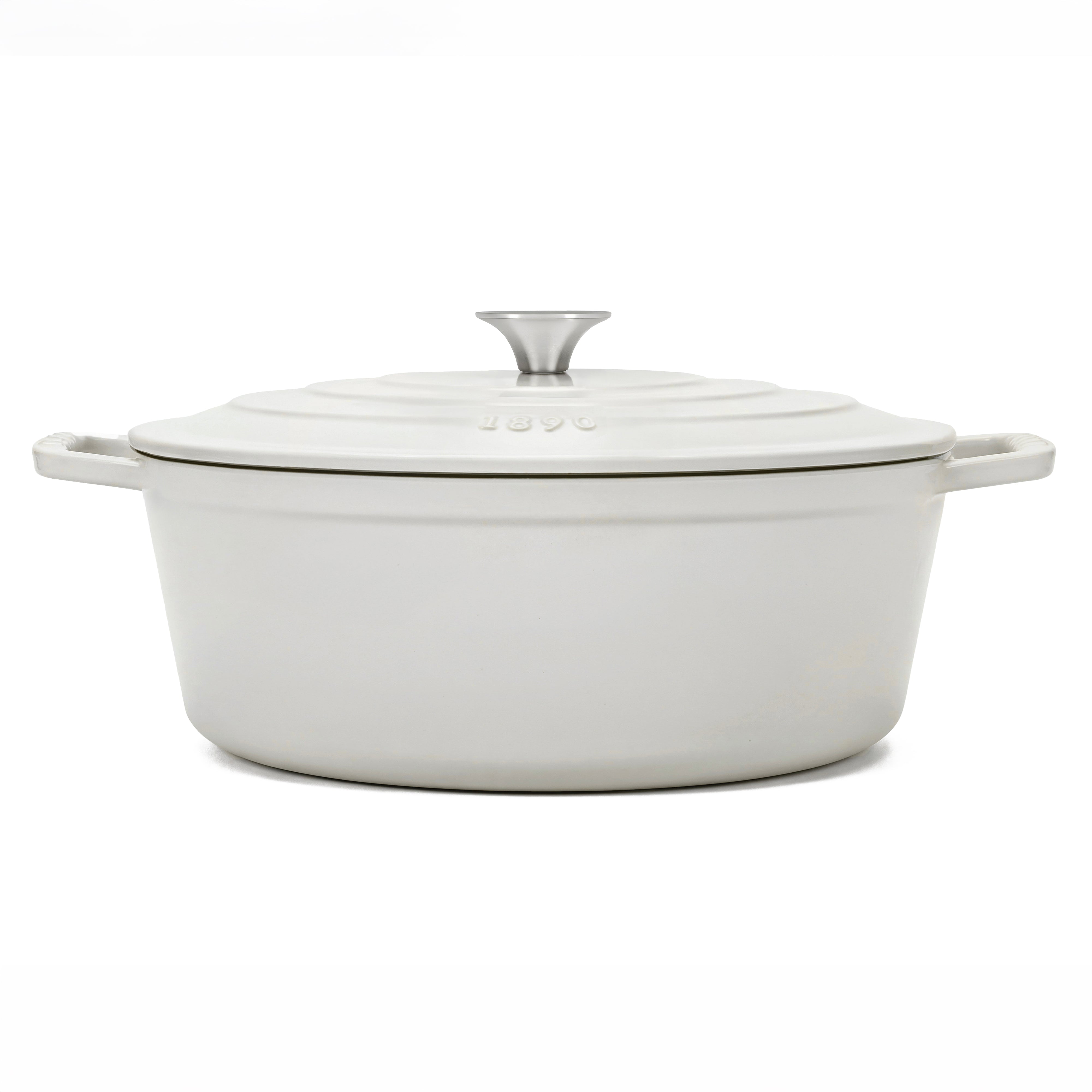 Cocotte ovale en fonte 36cm beige
