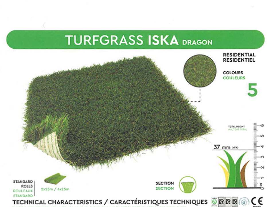 Gazon synthétique Iska dragon - 37 mm