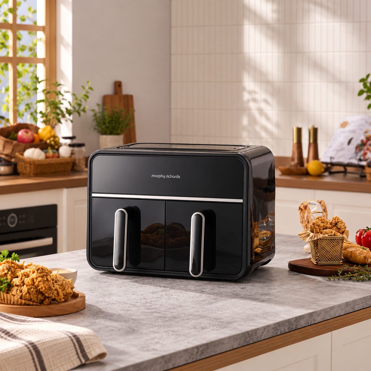 Friteuse sans huile double Panier 8 L 2100 W Écran Tactile 14 Programmes Morphy Richards - Noire