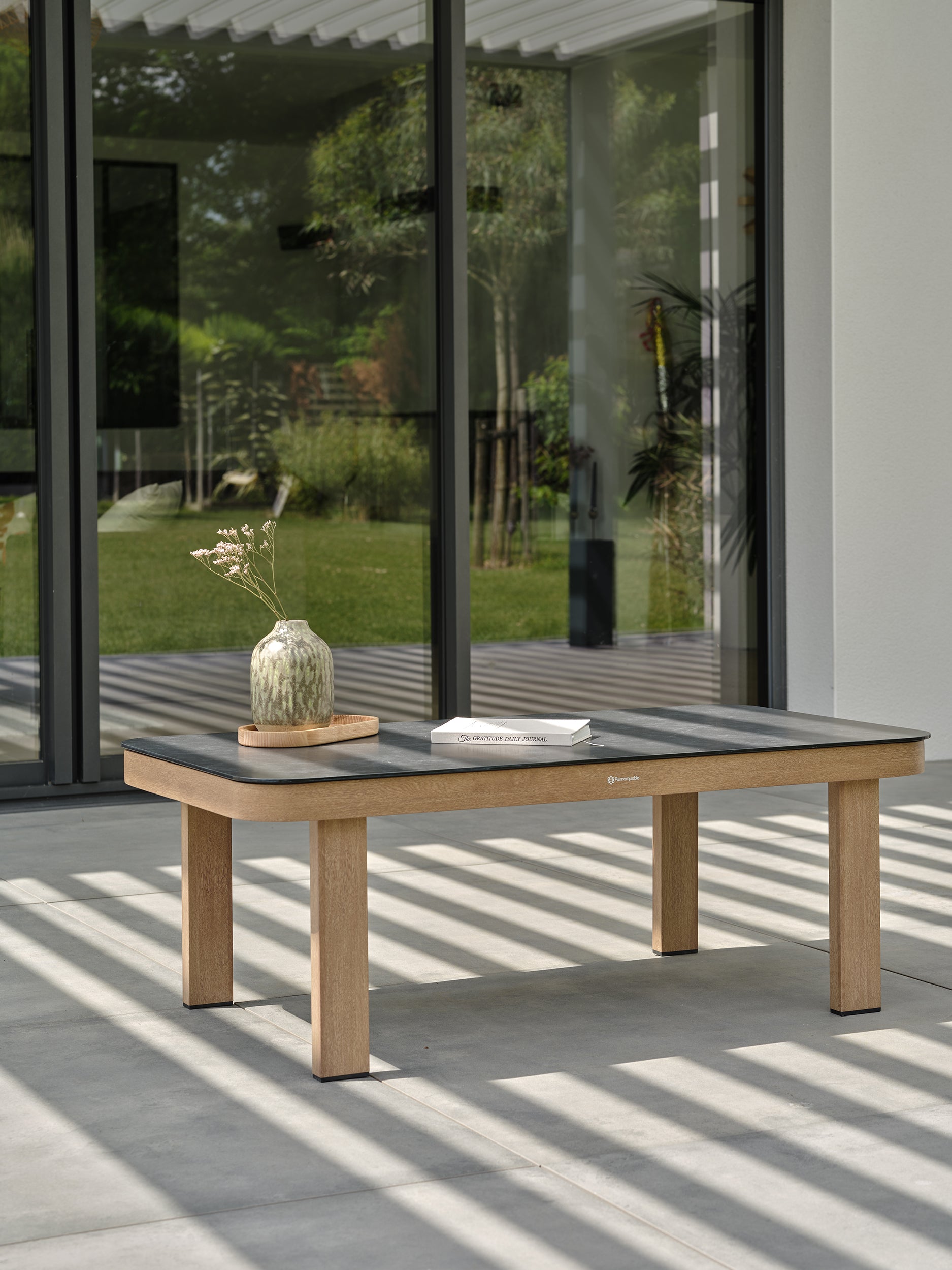 Salon bas de jardin Jespar en aluminium - Effet bois