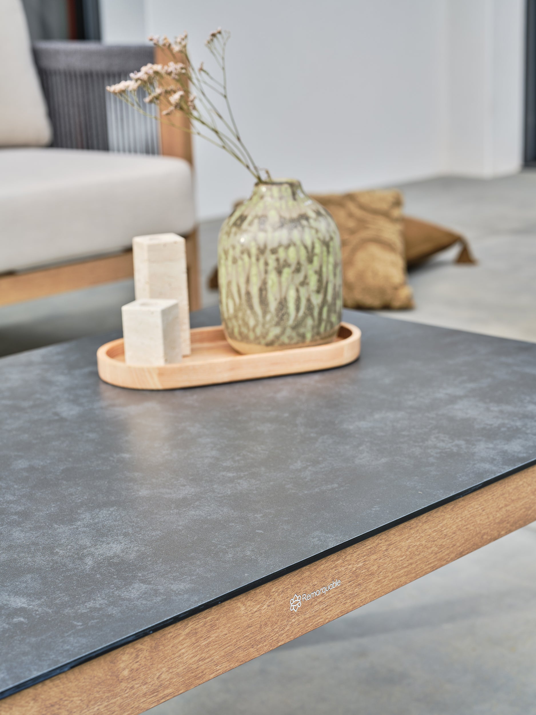 Salon bas de jardin Jespar en aluminium - Effet bois