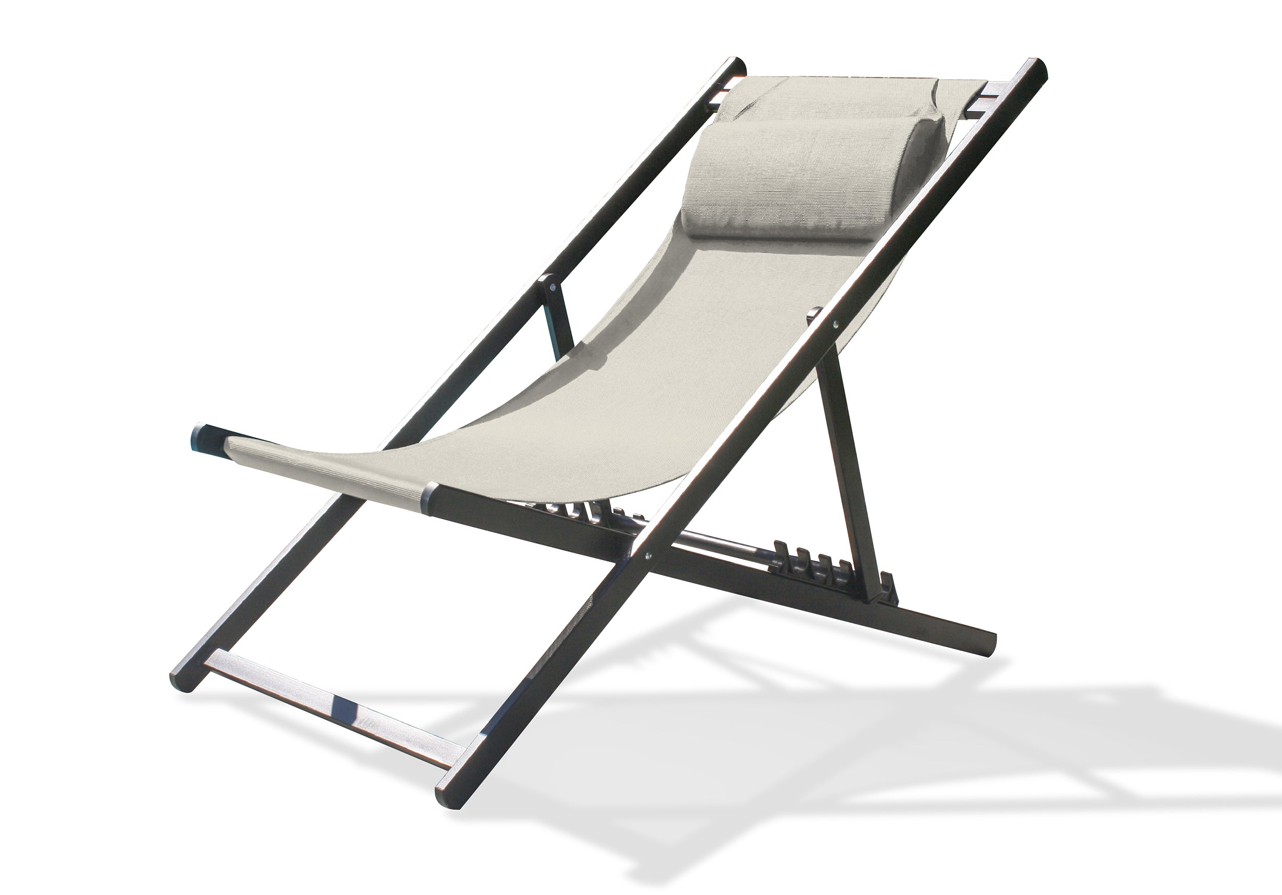 Chilienne de jardin pliante JULIA en textilène gris et aluminium - GRIS ANTHRACITE