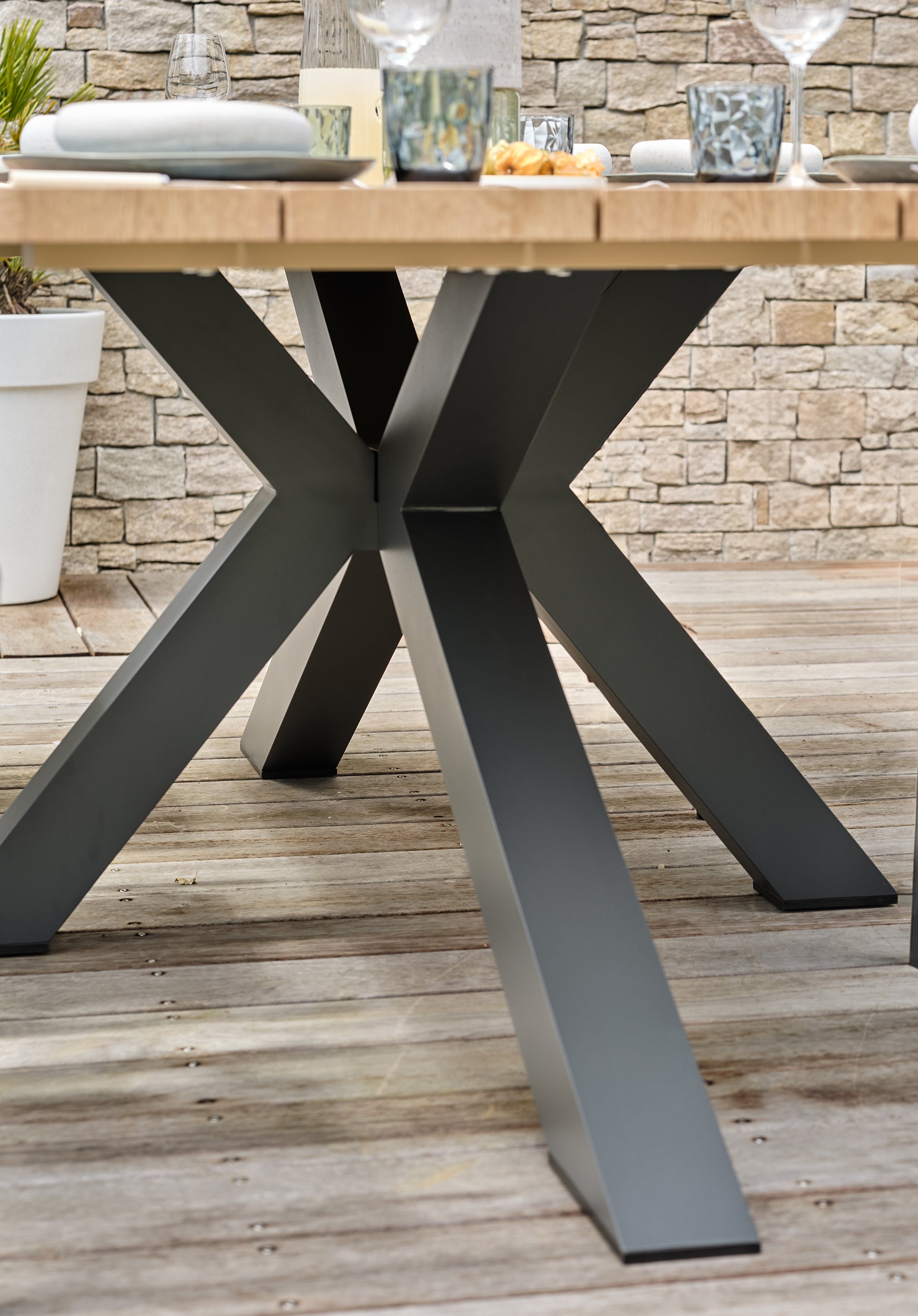 Table de jardin aluminium Kelia 8 personnes - Gris anthracite 220 cm