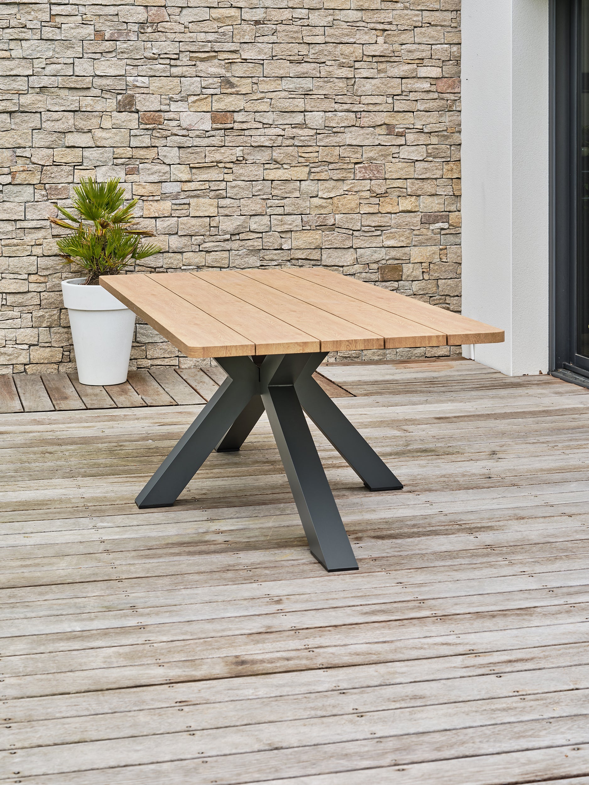 Table de jardin aluminium Kelia 8 personnes - Gris anthracite 220 cm