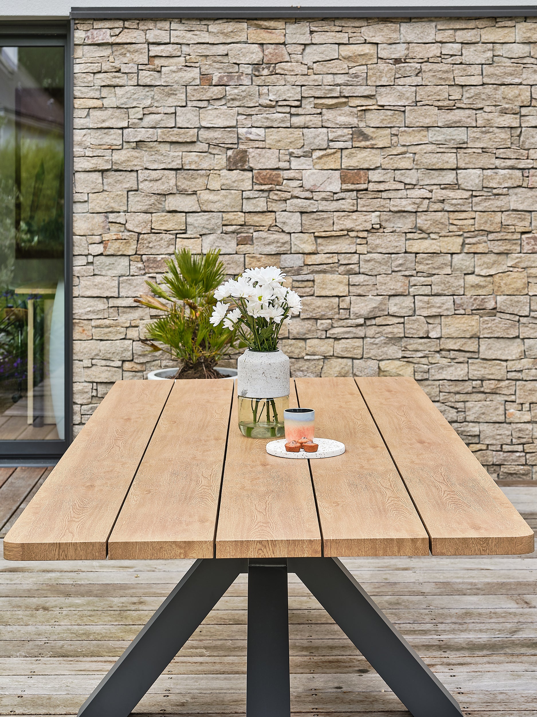 Table de jardin aluminium Kelia 8 personnes - Gris anthracite 220 cm
