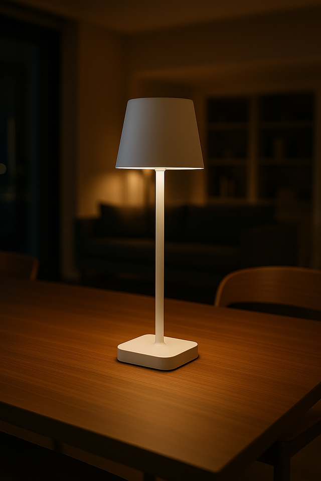 FlinQ - Lampe de table - Rechargeable - Intensité variable avec mode mémoire - 3 niveaux d'éclairage - 38 cm - Blanche