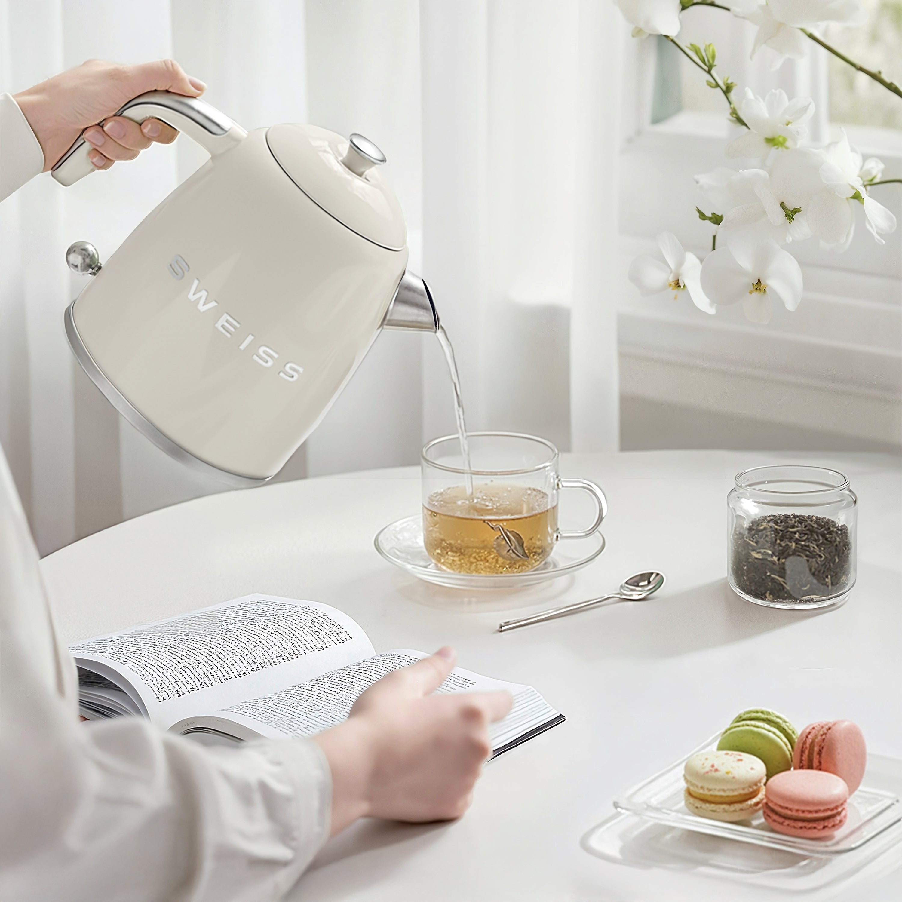 Bouilloire vintage 1L beige