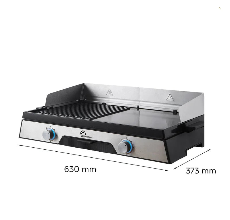 Plancha Électrique 2200 W 50 X 30 Cm 2 Zones Grill Et Plancha