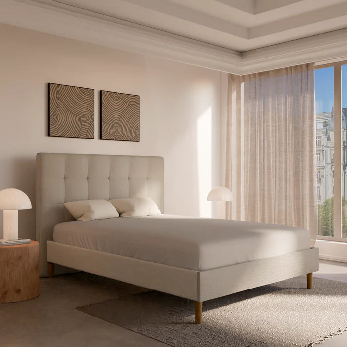 Ensemble lit + tête de lit - Blanc - Collection Léa