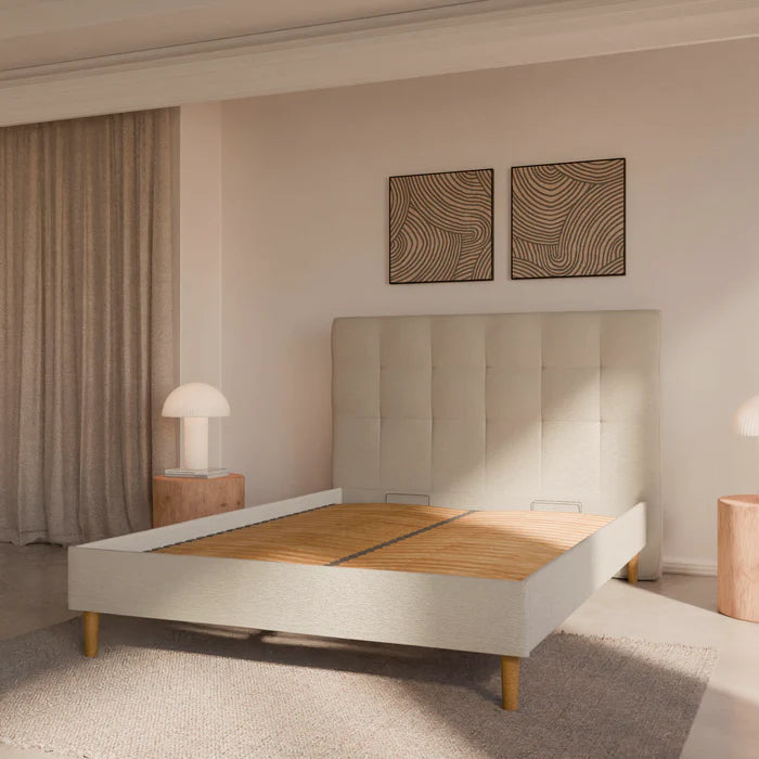 Ensemble lit + tête de lit - Blanc - Collection Léa