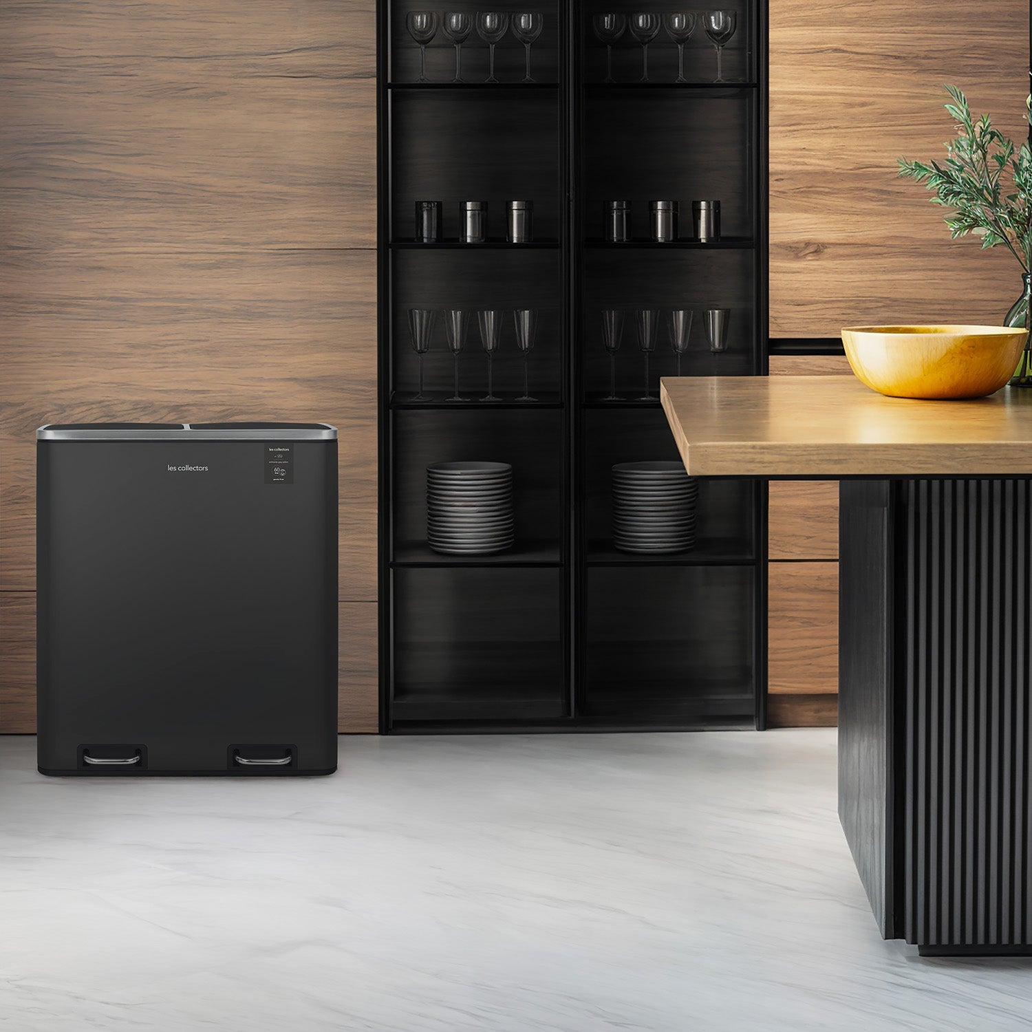 Poubelle de tri 2x30L Gris foncé