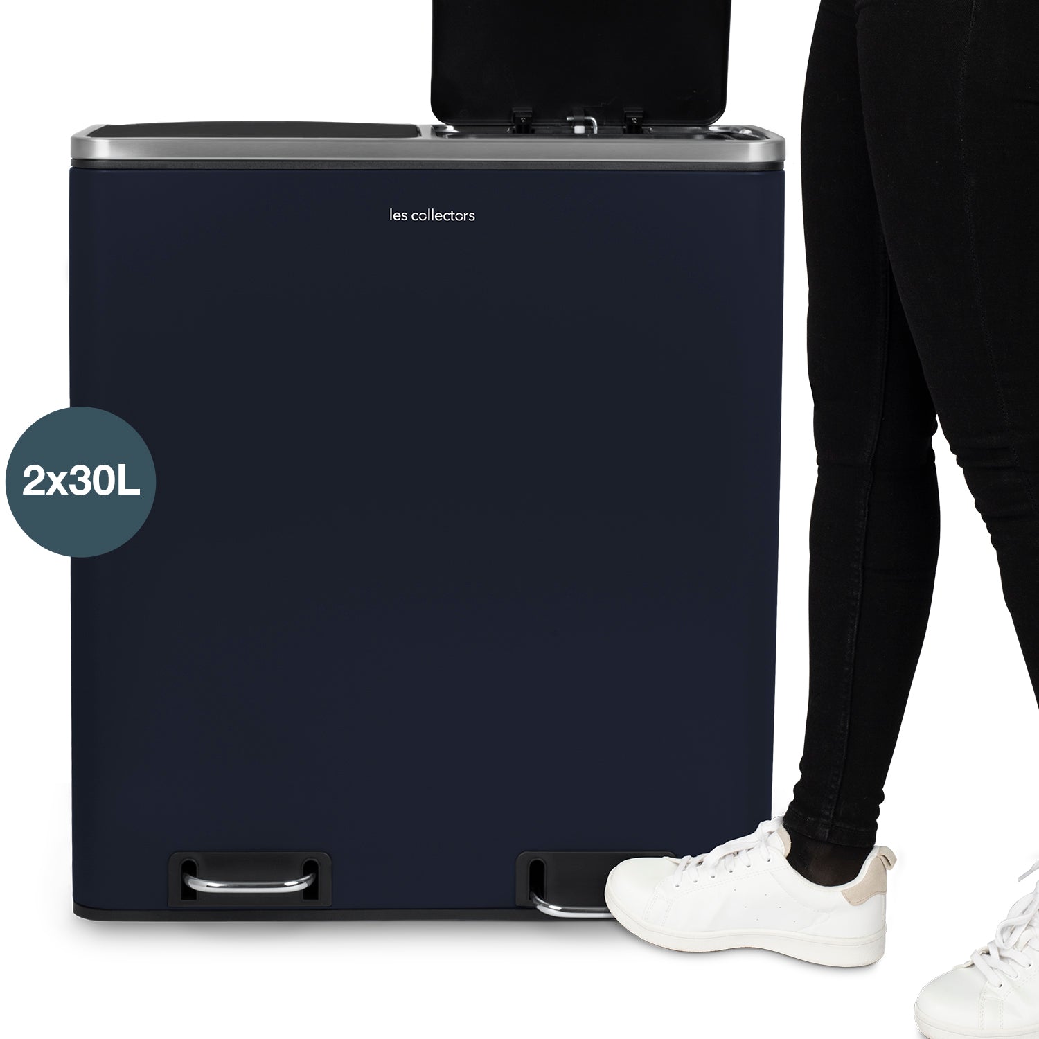 Poubelle de tri 2x30L Bleu Nuit