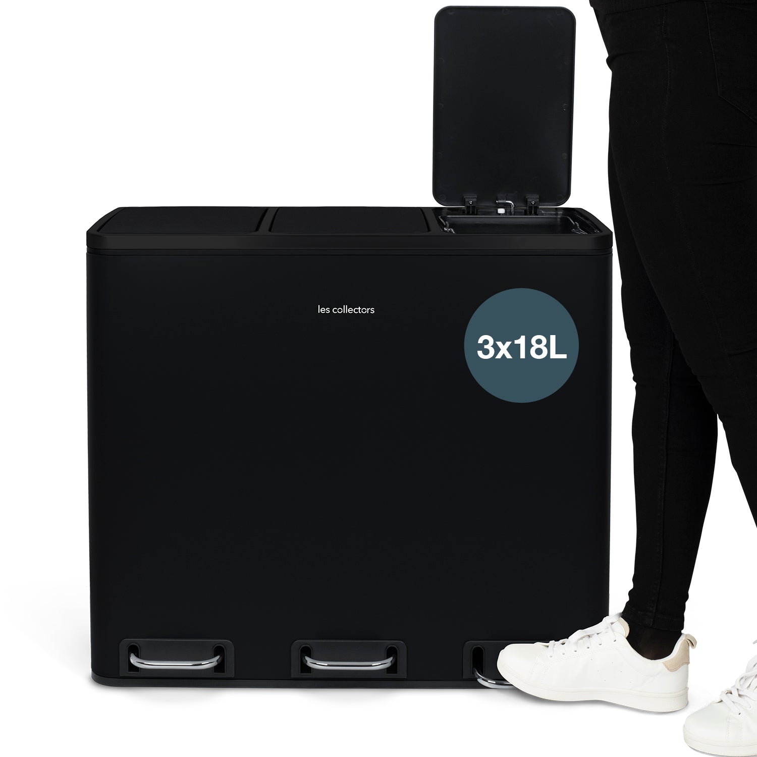 Poubelle de tri 3x18L Noir