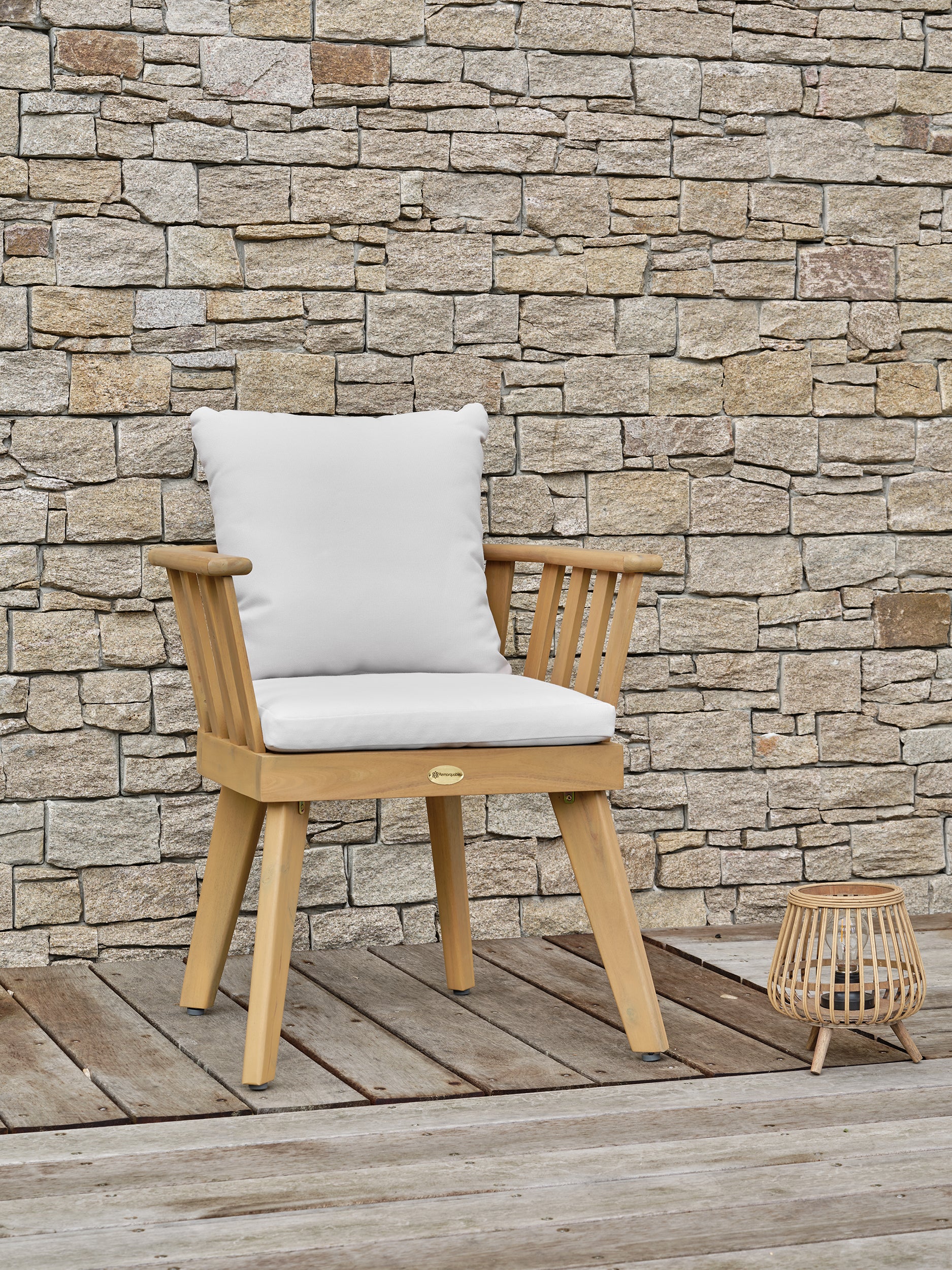Ensemble repas de jardin en acacia massif Liso 8 places - Acacia 220 cm