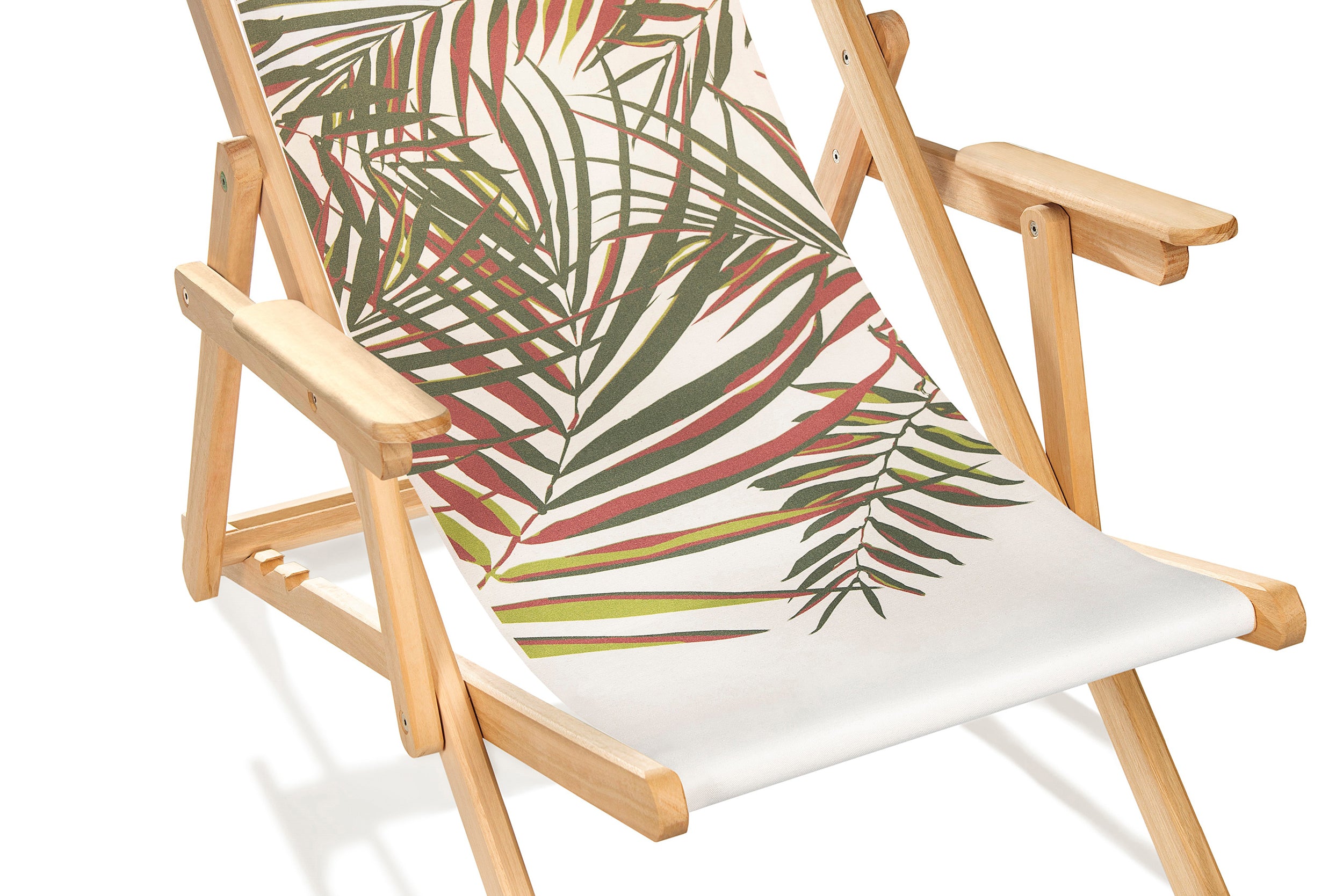Chilienne pliante de jardin LONA en bois d'eucalyptus et toile 100% coton - PALME JUNGLE