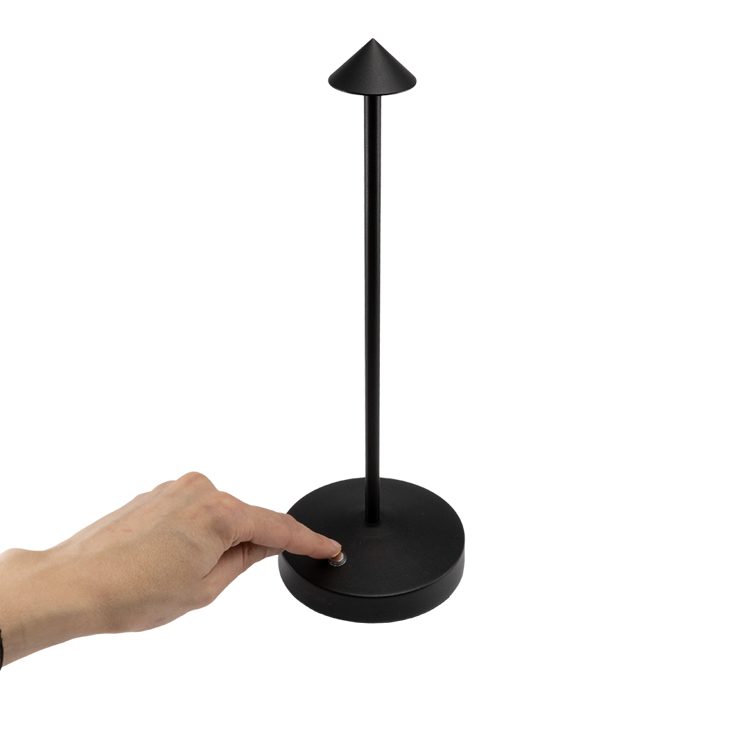 Pack 2 lampes de table LED sans fil rechargeable Angelina - noires - intérieur & extérieur
