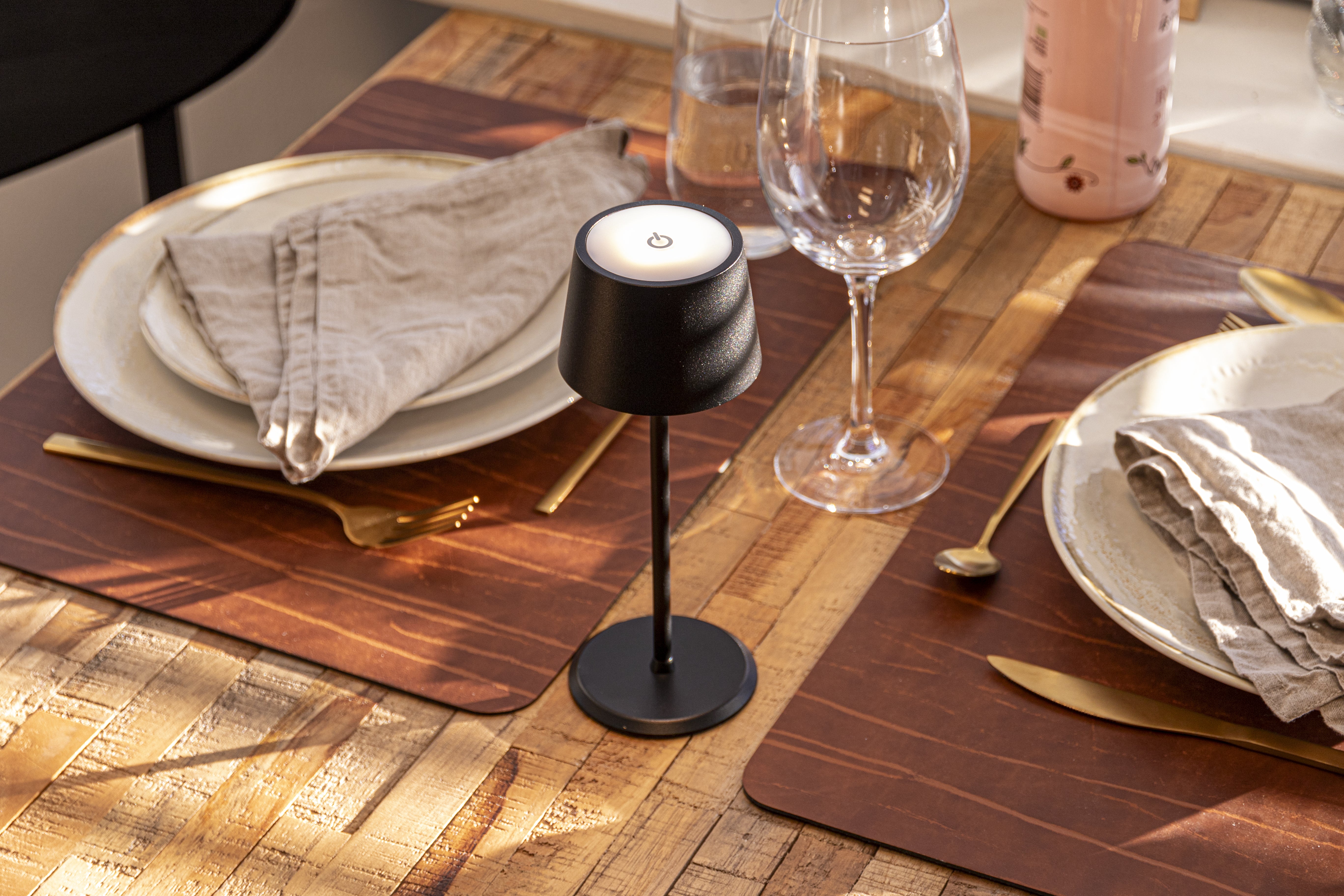 Pack 2 lampes de table LED sans fil rechargeables - Monte Carlo - noires - intérieur & extérieur
