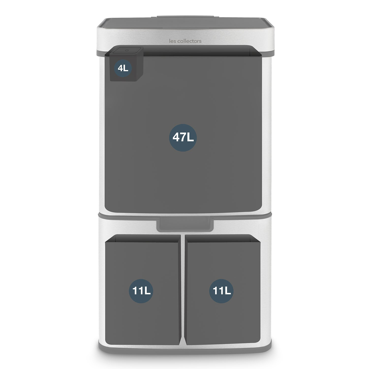 Poubelle de tri 47+11+11L