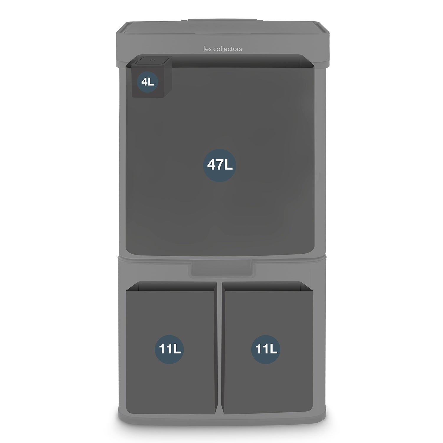 Poubelle de tri inox noir 69L