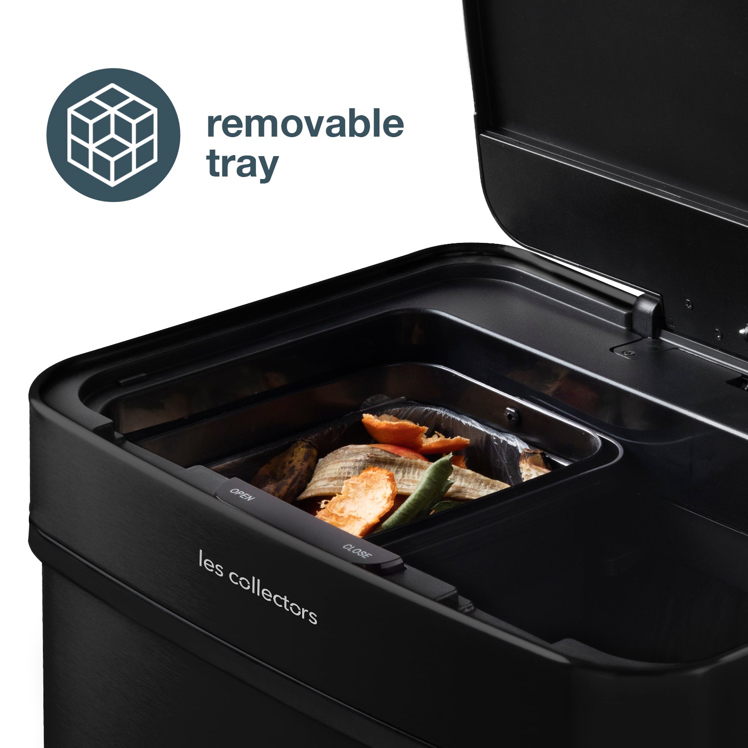 Poubelle de tri inox noir 69L