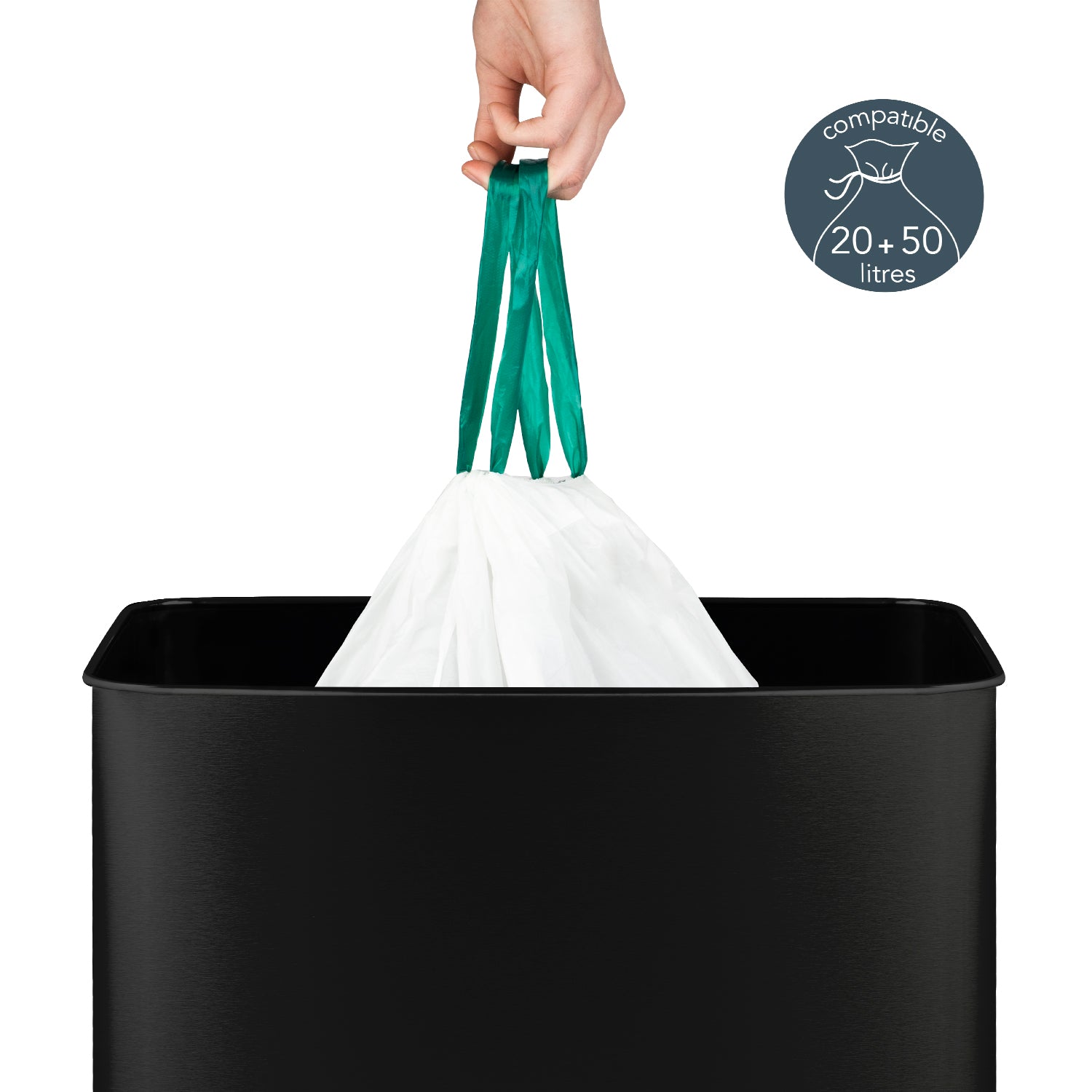 Poubelle de tri inox noir 69L