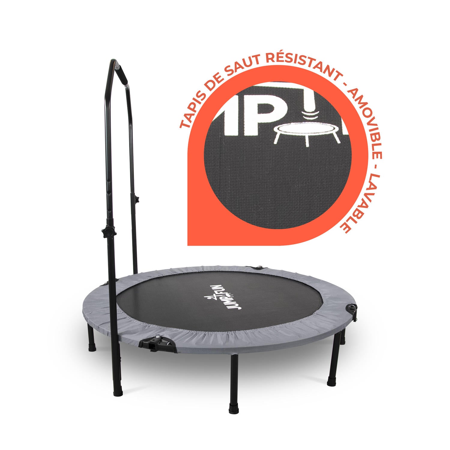Mini Trampoline Fitness Jump4fun Pliable Door-Bar - 122cm Gris