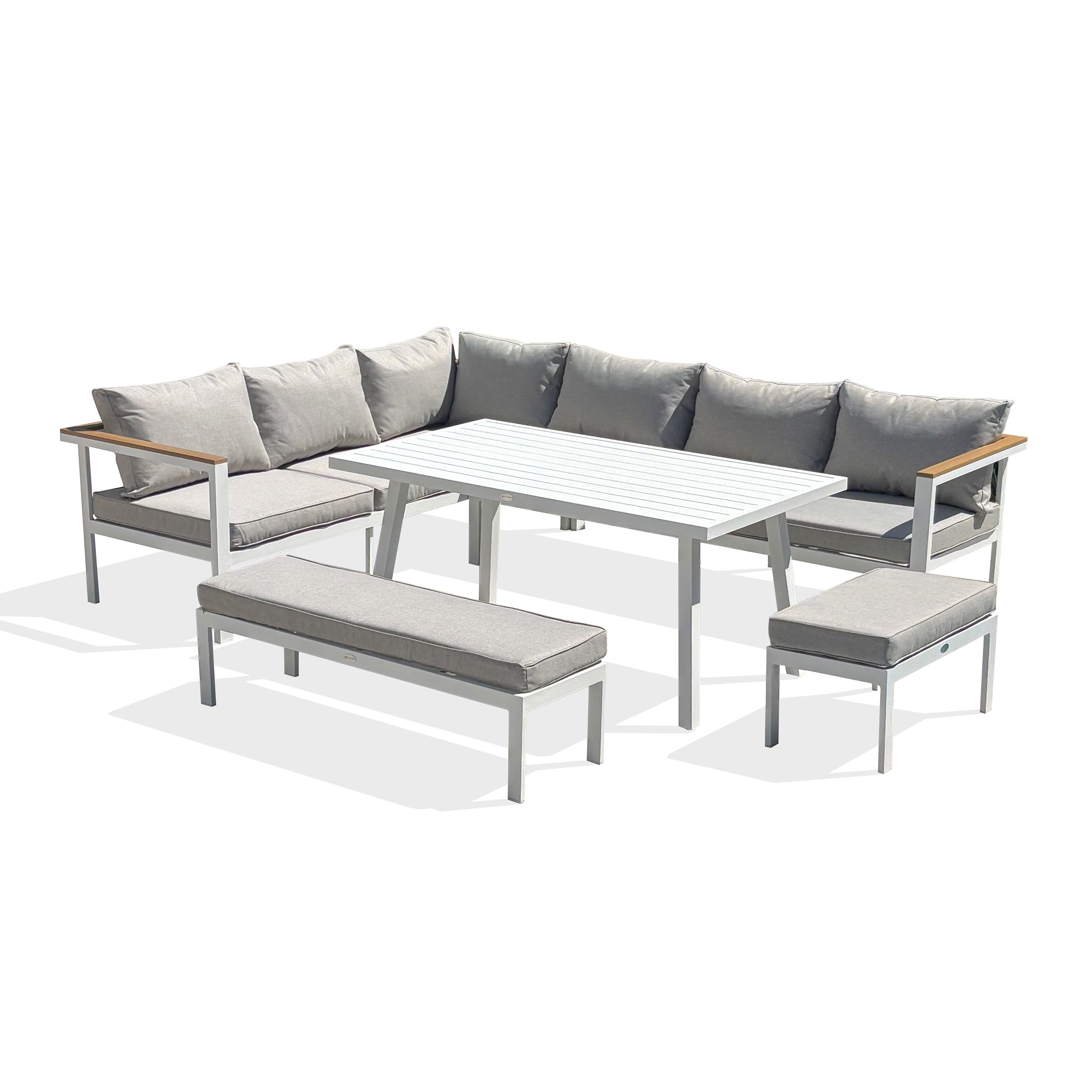 Ensemble repas de jardin Majari - Blanc 150 cm