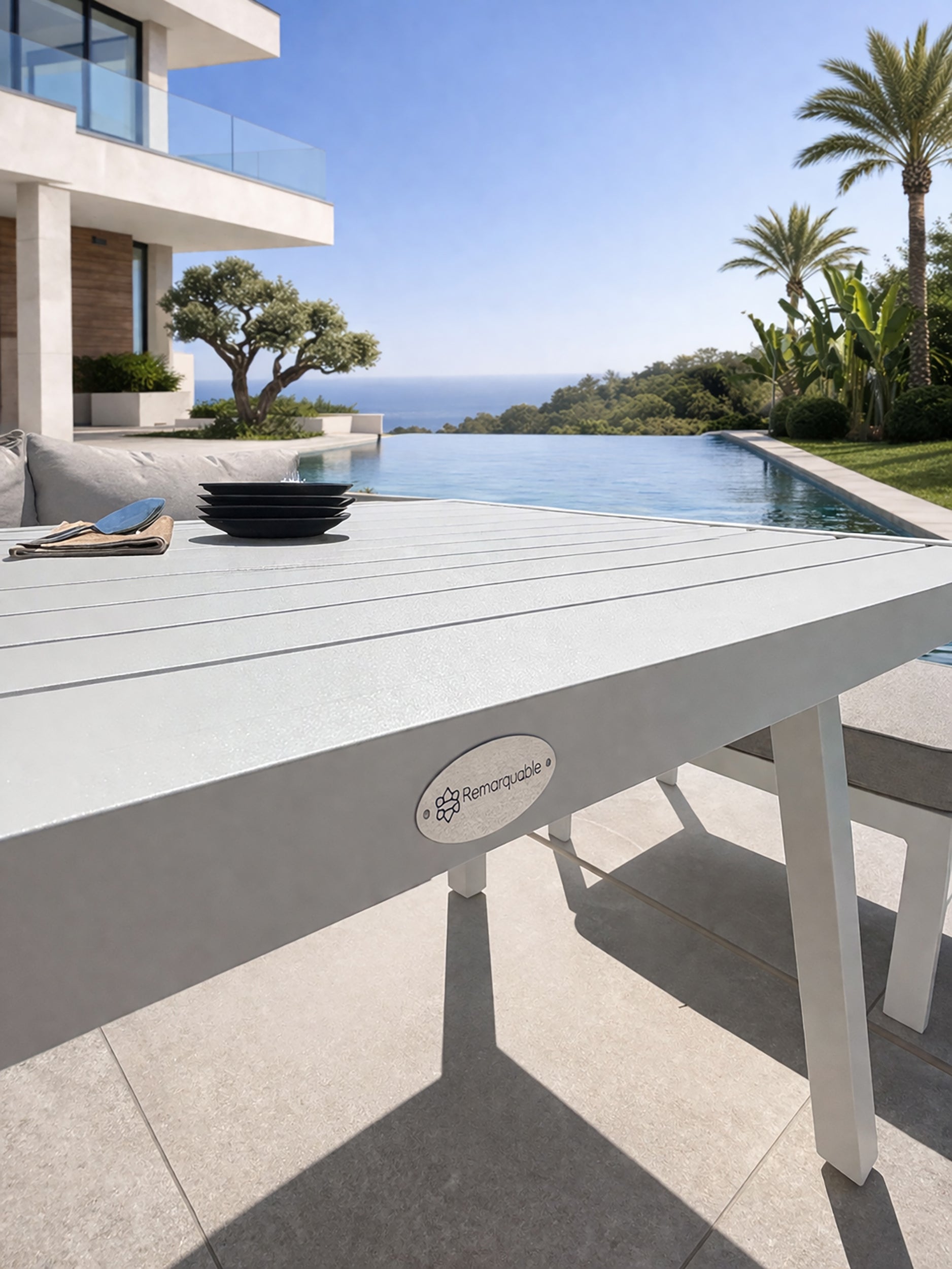 Ensemble repas de jardin Majari - Blanc 150 cm