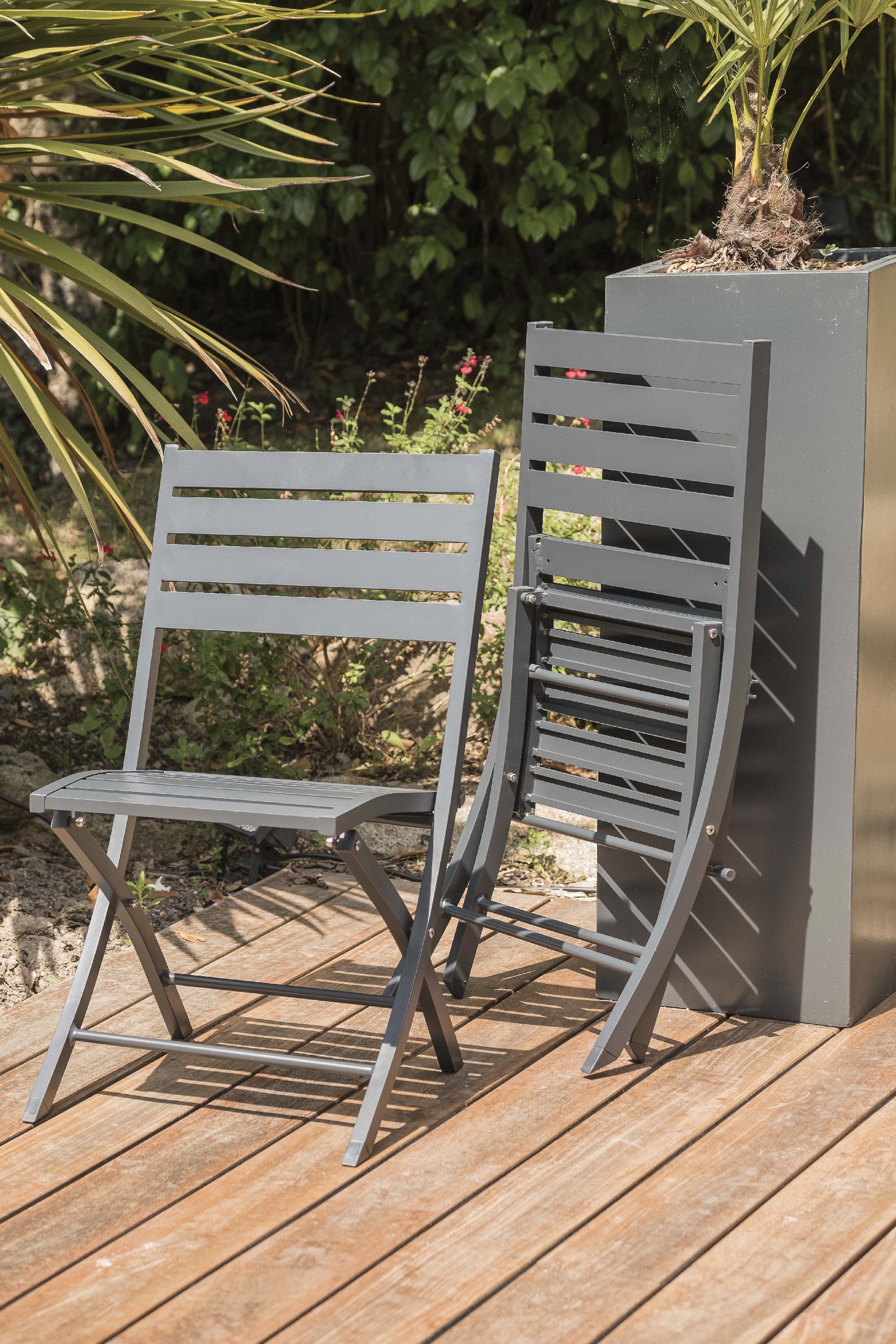 Lot de 2 chaises de jardin pliantes MARIUS-CP-GRISANT