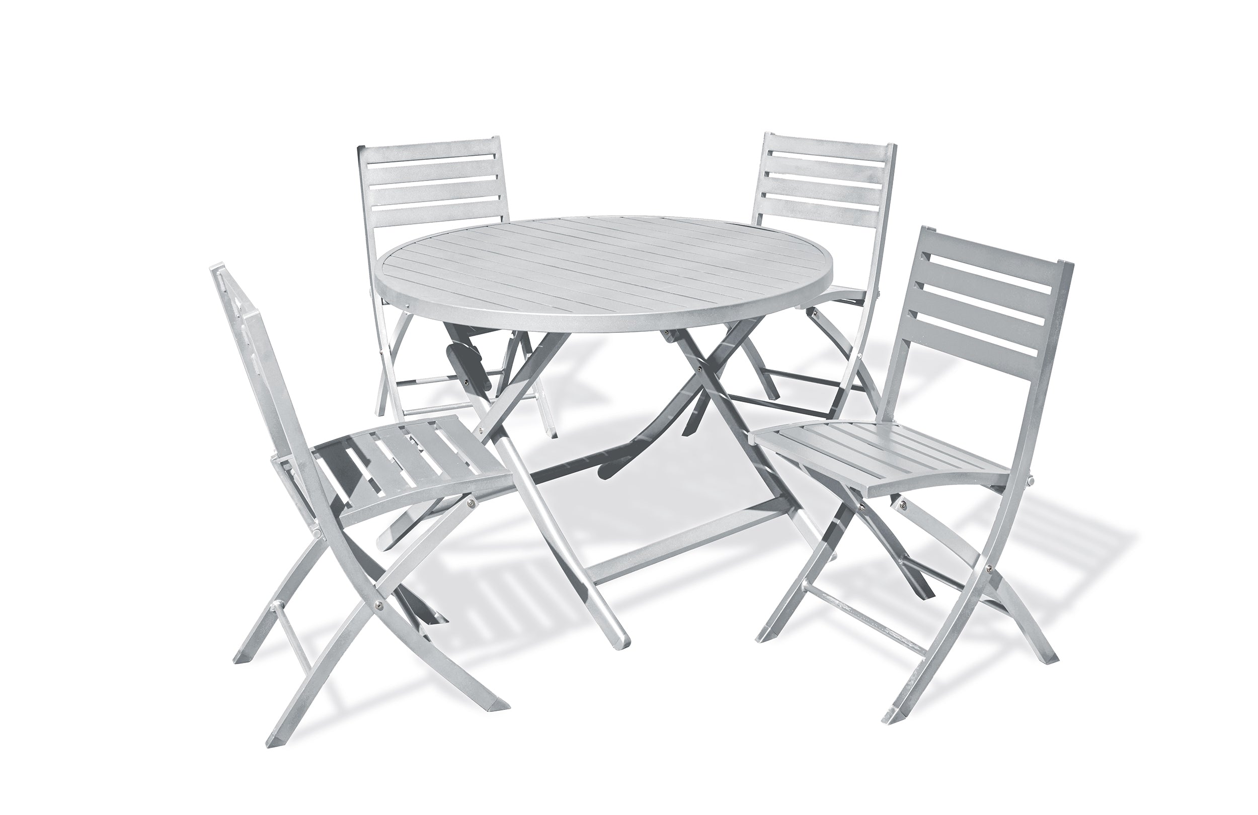 Table de jardin MARIUS-TB110-GRIS pliante et 4 chaises MARIUS-CP-GRIS pliantes