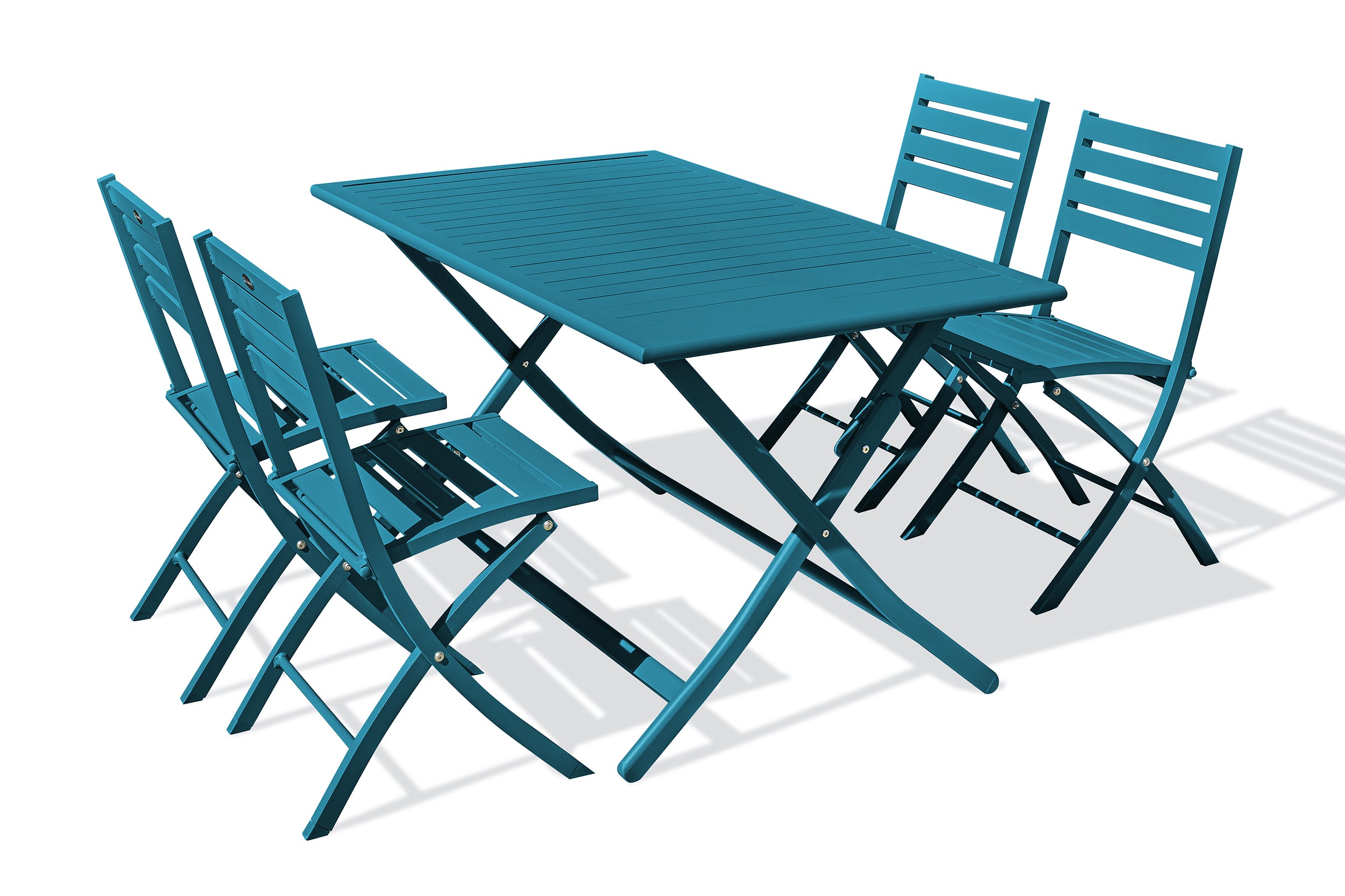 Table de jardin MARIUS-TB140-CANARD pliante et 4 chaises MARIUS-CP-CANARD pliantes