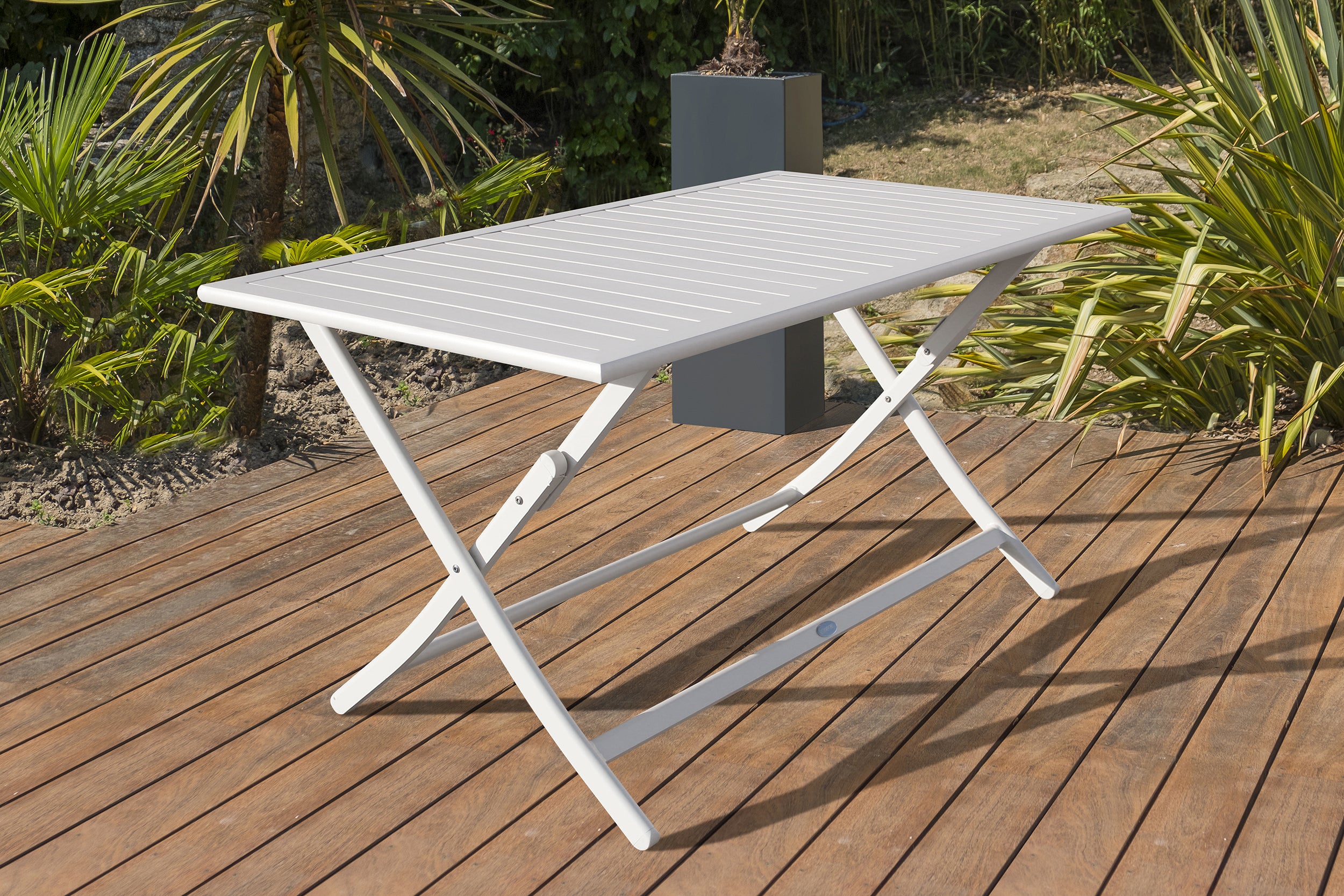 Table de jardin pliante MARIUS (140x80 cm) en aluminium - GRIS