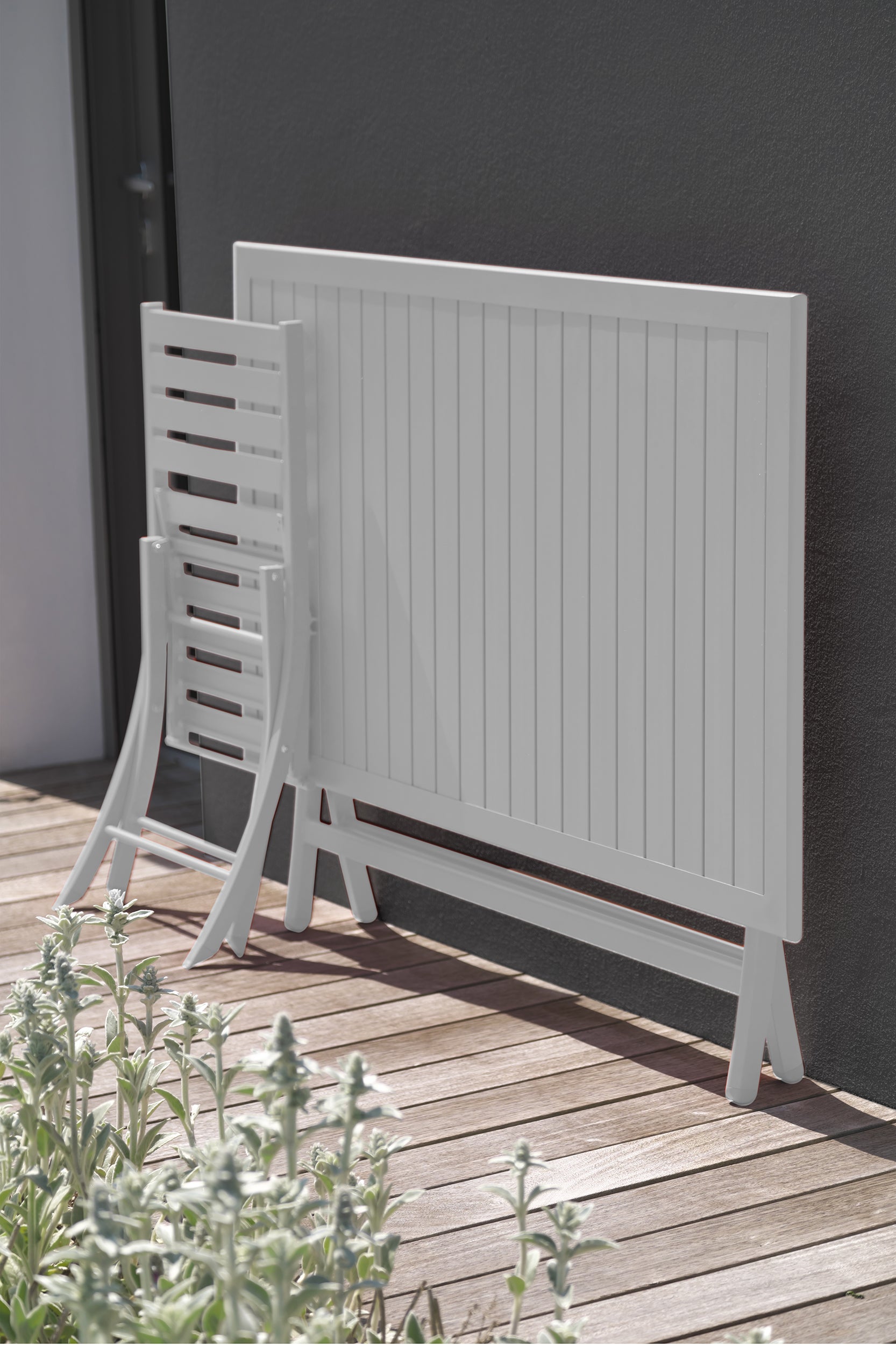 Table de jardin pliante MARIUS (140x80 cm) en aluminium - GRIS