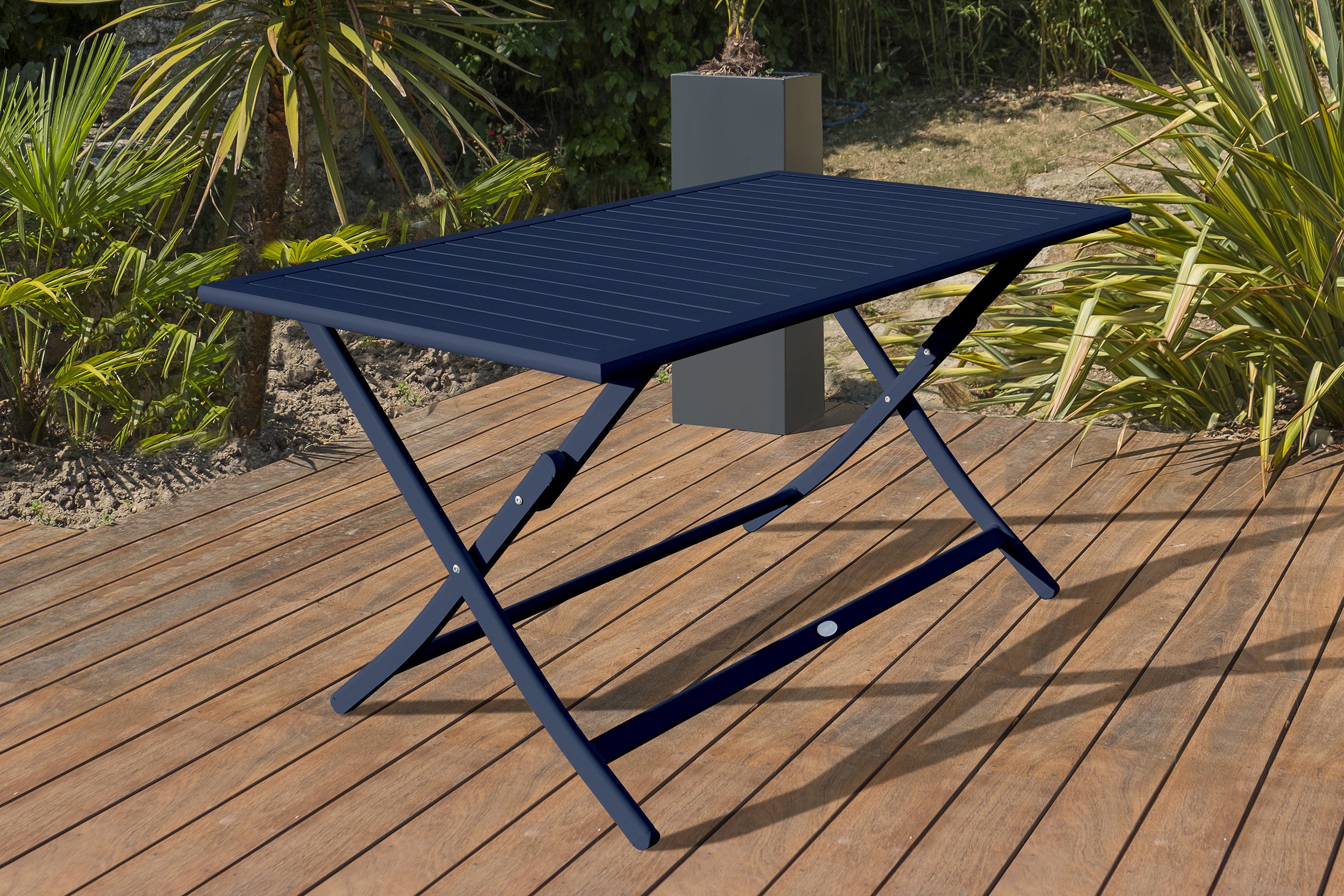Table de jardin pliante MARIUS (140x80 cm) en aluminium - BLEU NUIT