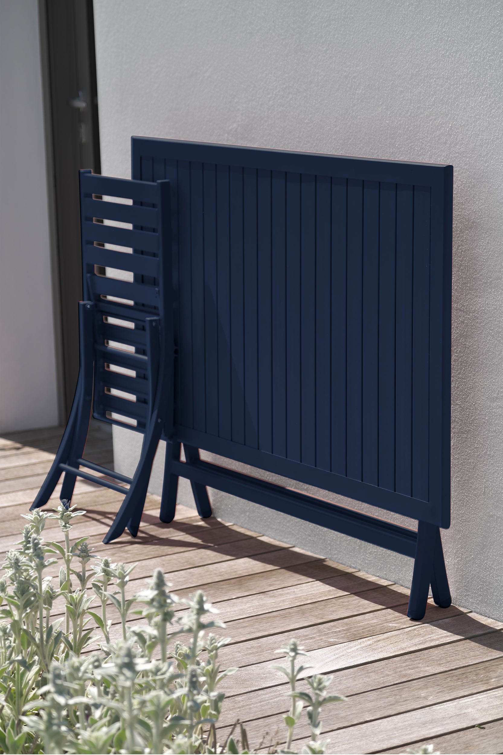 Table de jardin pliante MARIUS (140x80 cm) en aluminium - BLEU NUIT