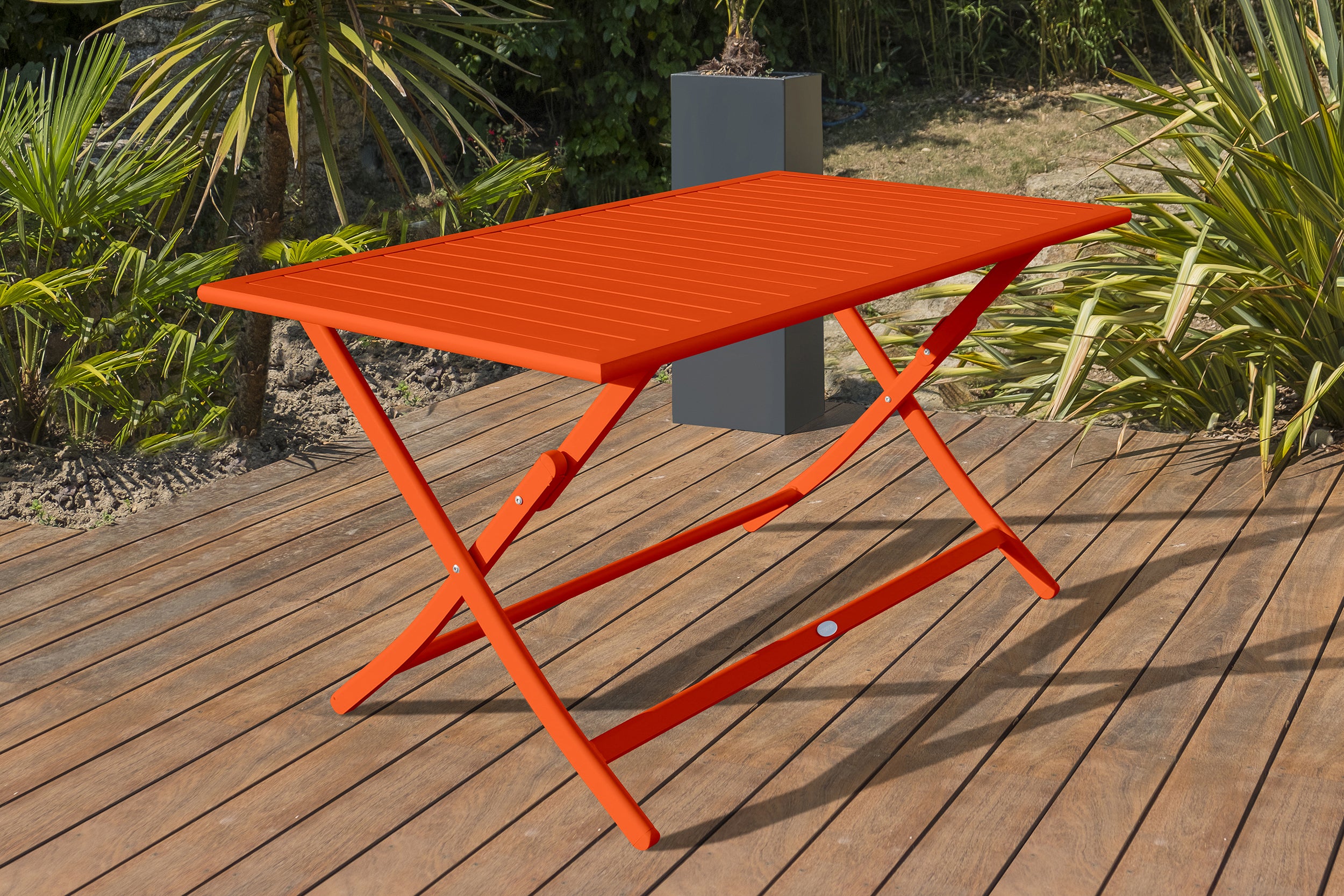 Table de jardin pliante MARIUS-TB140-ORANGE et 4 chaises MARIUS-CP-ORANGE pliantes