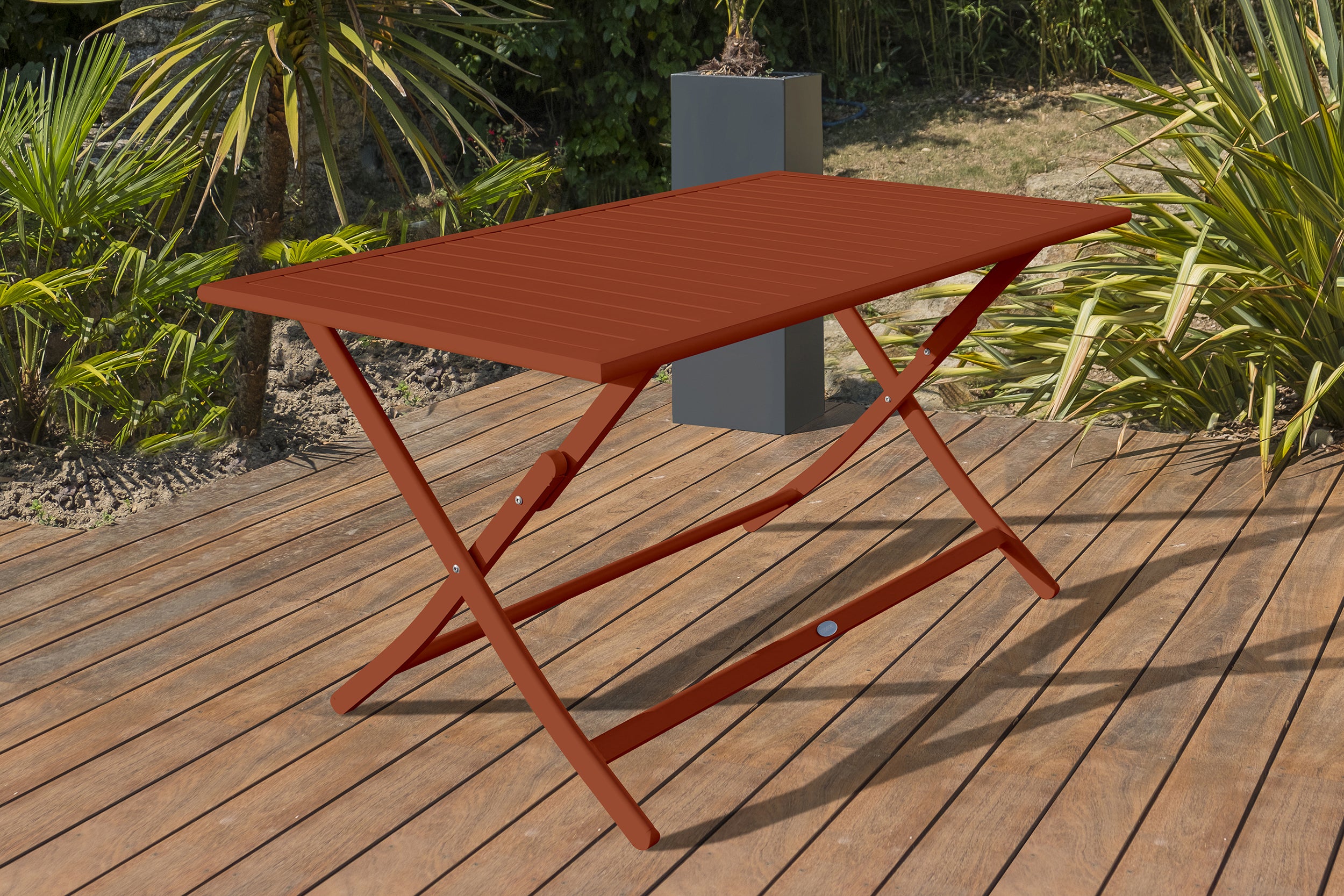 Table de jardin MARIUS-TB140-TERRA pliante et 4 chaises MARIUS-CP-TERRACOTTA pliantes