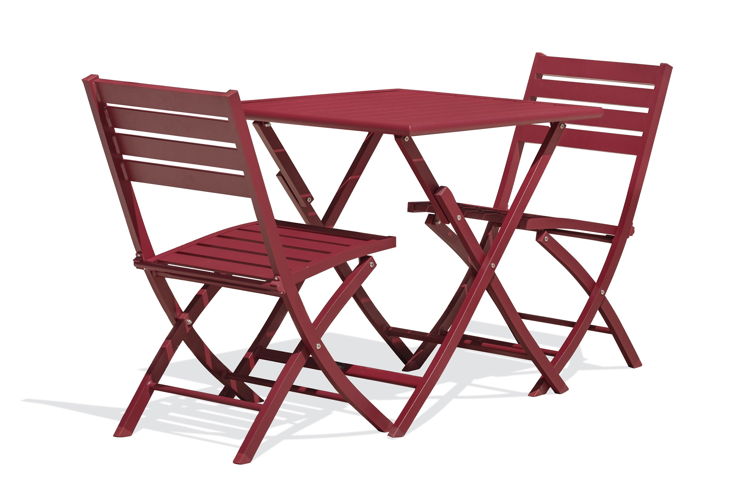 Table de jardin MARIUS-TB70-CARMIN pliante et 2 chaises MARIUS-CP-CARMIN pliantes