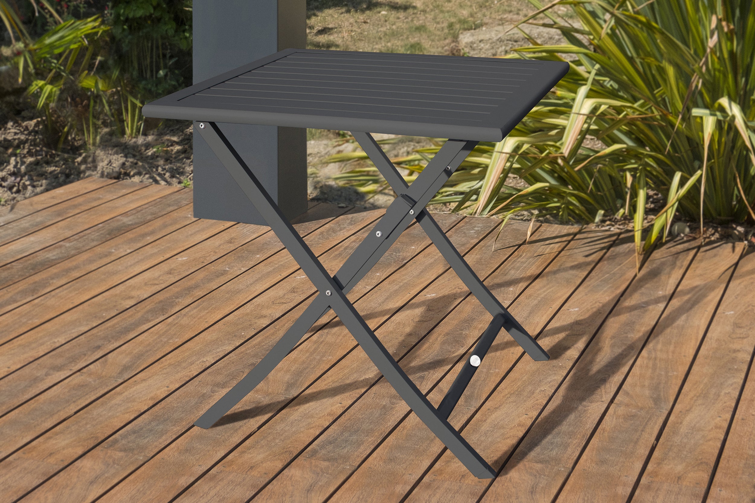 Guéridon de jardin pliant MARIUS (70x70 cm) en aluminium - GRIS ANTHRACITE