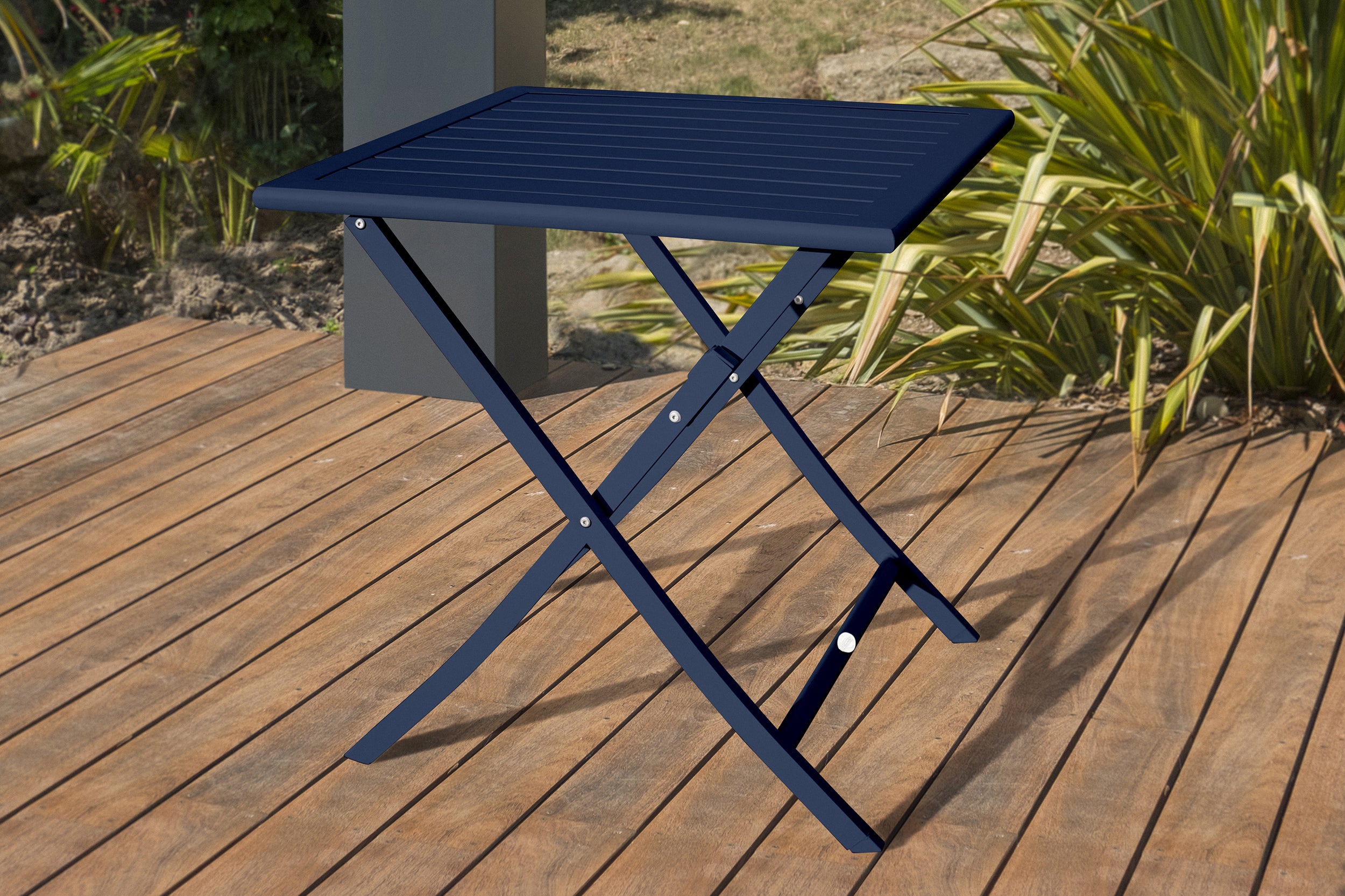 Table de jardin MARIUS-TB70-MARINE pliante et 2 chaises MARIUS-CP-MARINE pliantes